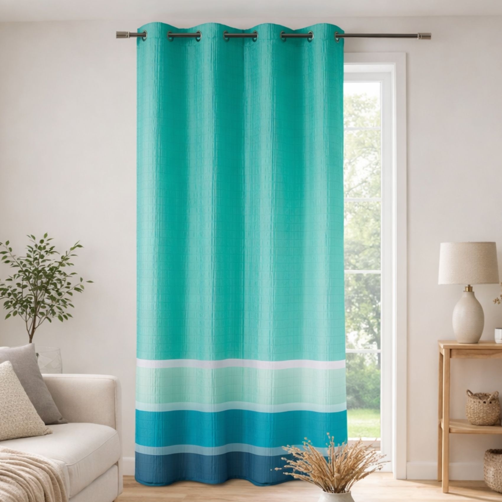 Voilage satiné rayures horizontales