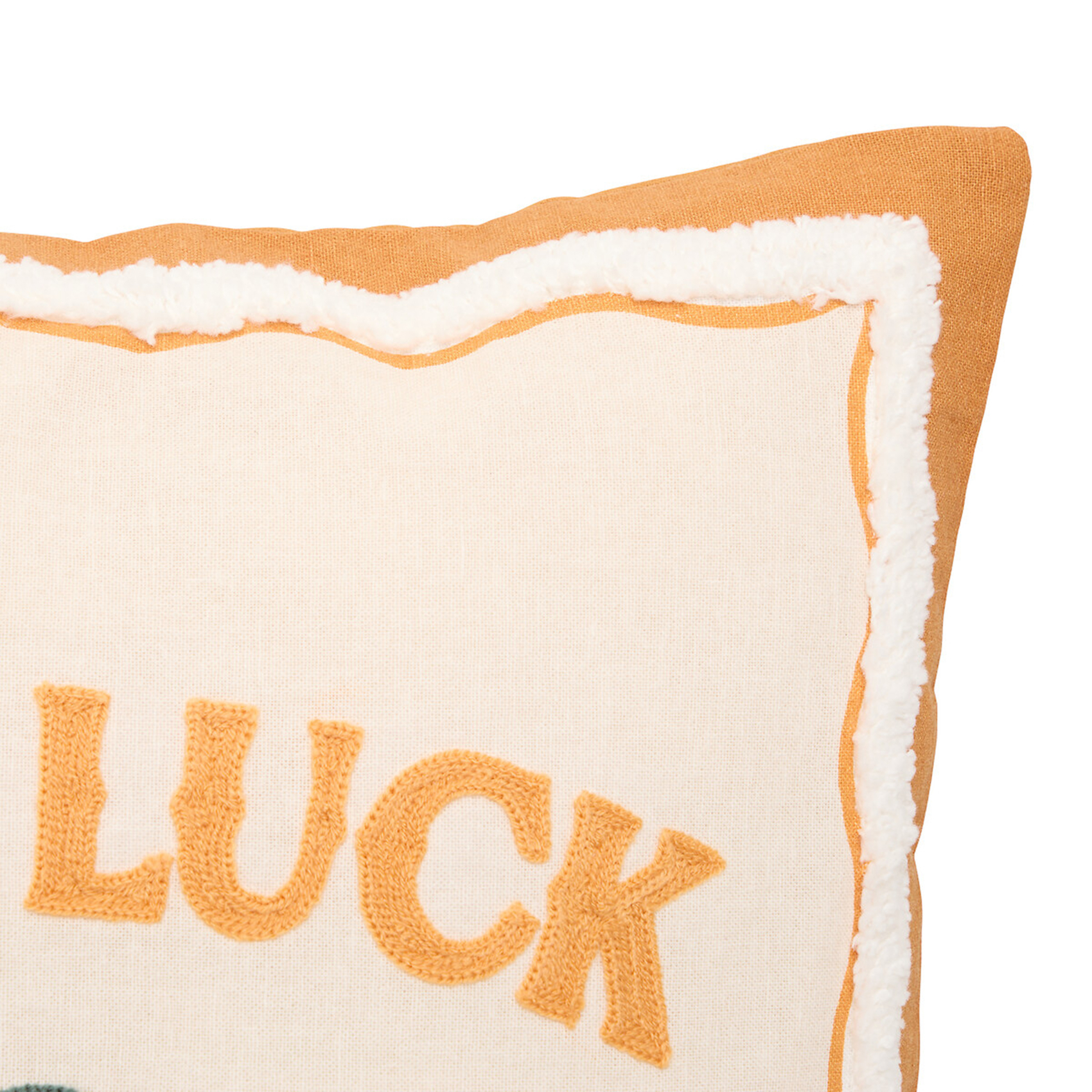 Coussin décoratif en coton brodé GOOD LUCK — vue 4