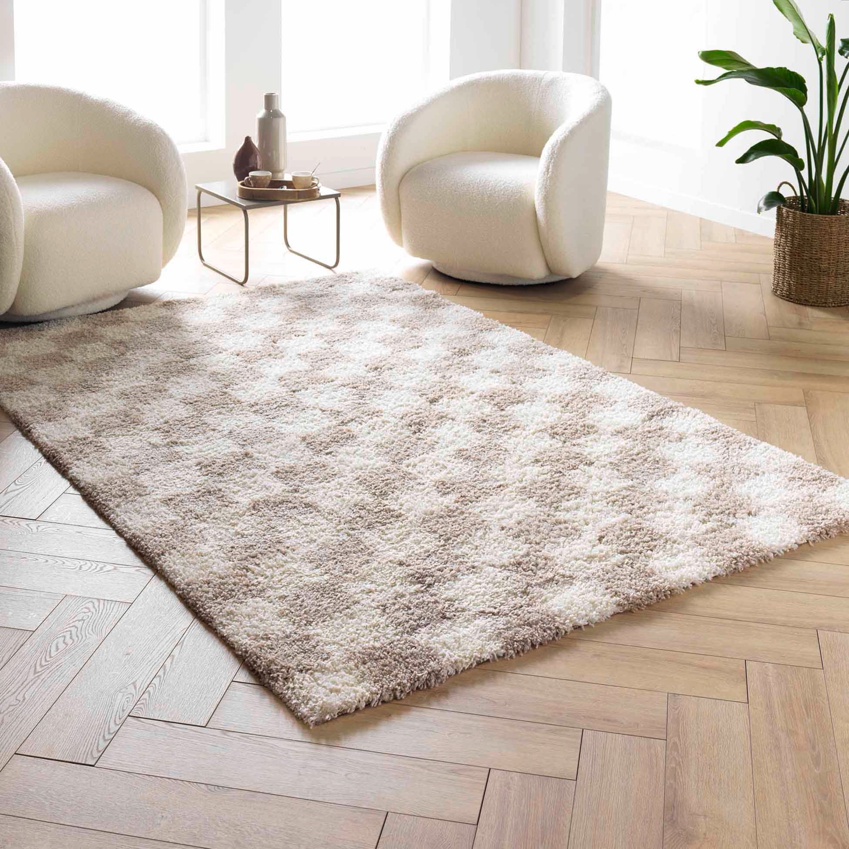 Tapis rectangulaire à poils longs