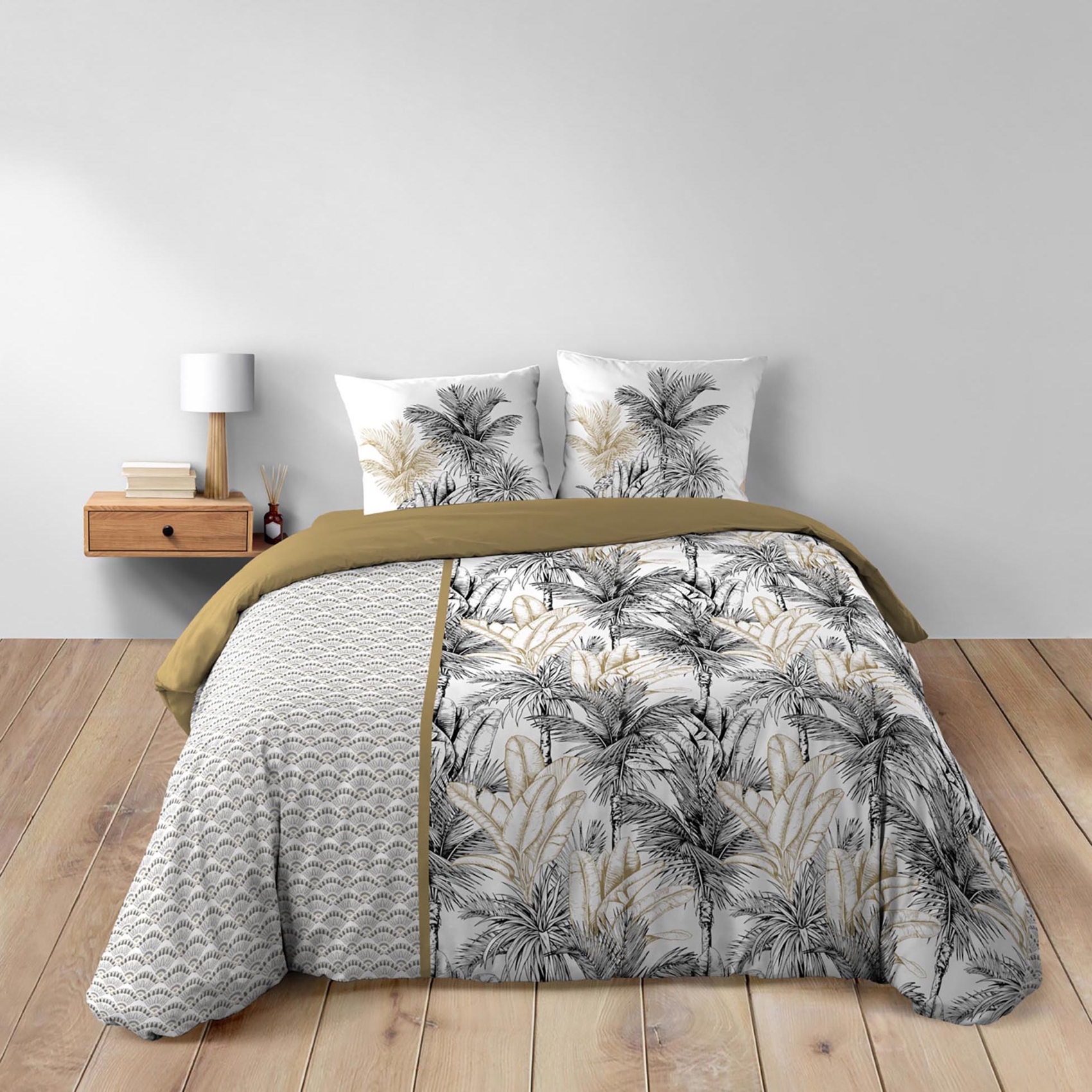 Parure de lit 3 pièces coton motif palmiers housse + 2 taies — vue 3