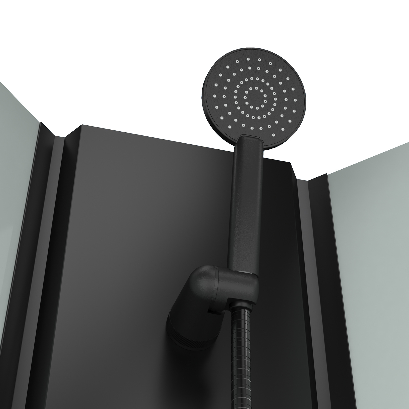 Cabine de douche 1/4 de cercle minimaliste style contemporain — vue 3