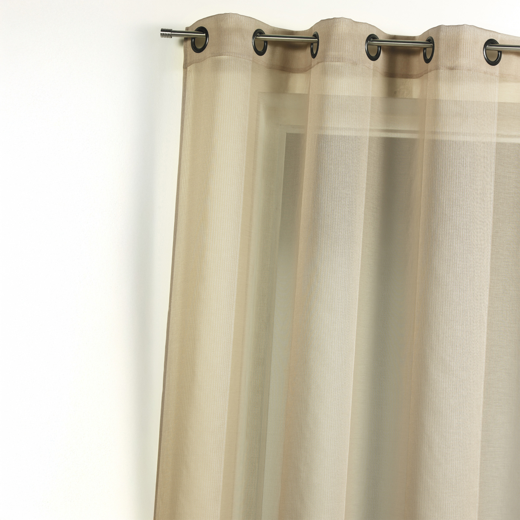 Voilage en étamine uni avec rayures ton sur ton — vue 6