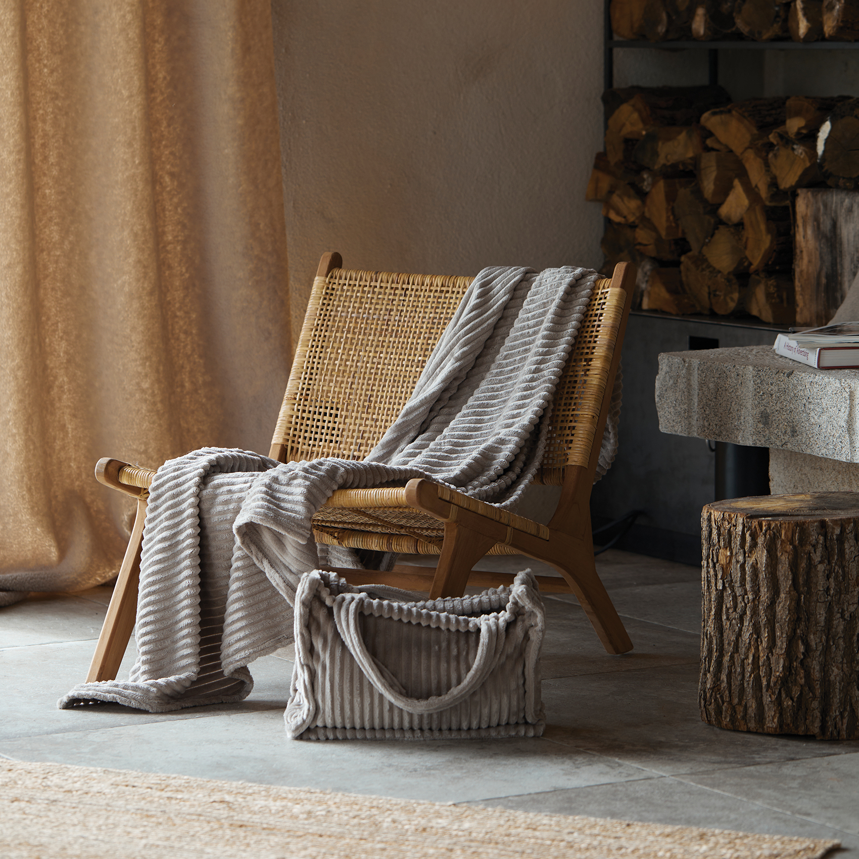 Ensemble plaid et sac doux côtelé — vue 6