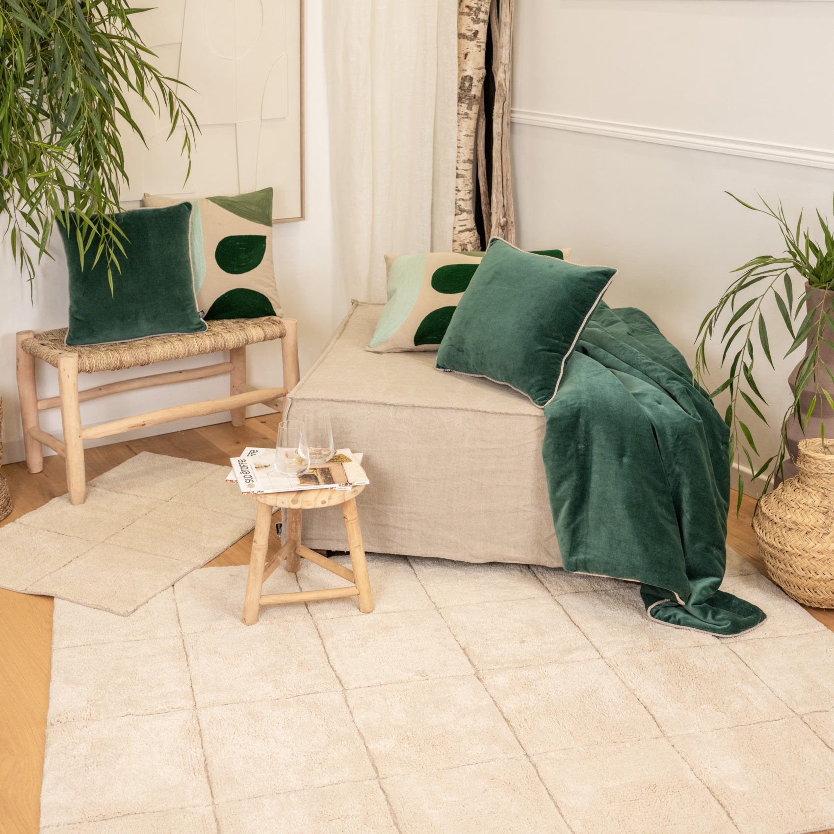 Tapis en coton à motifs carreaux