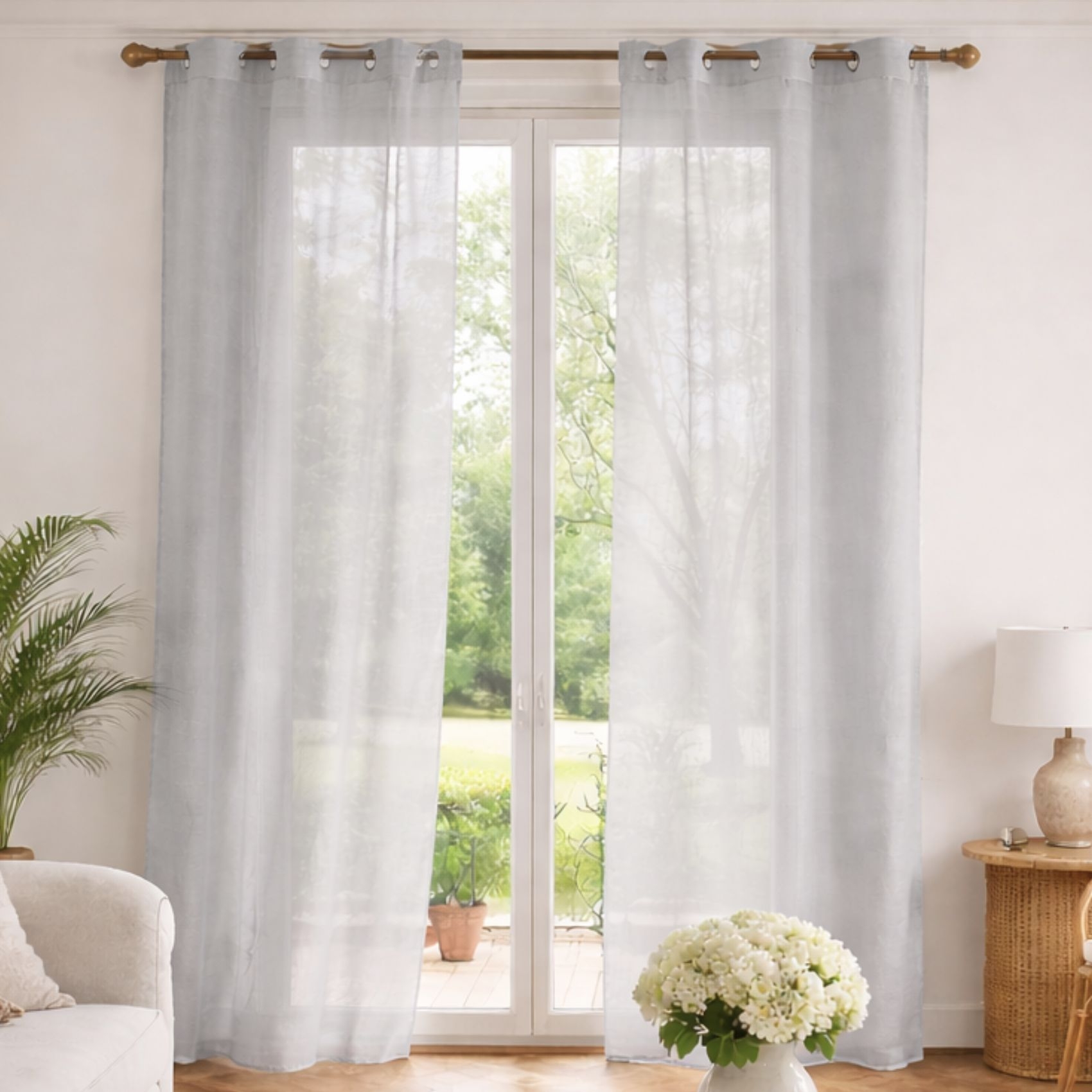 Voilage poly-lin uni  fluide — vue 6