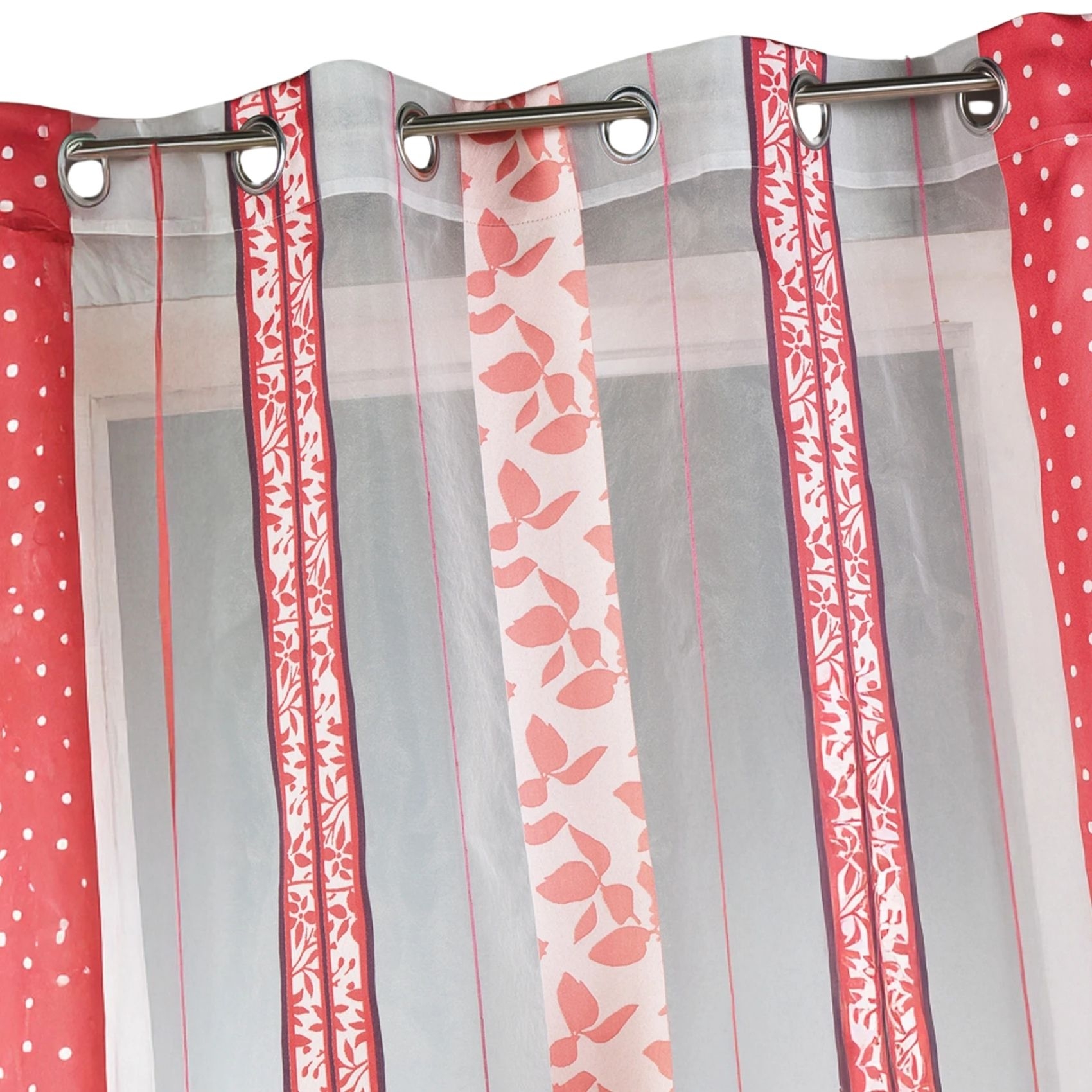 Voilage en organza jacquard à rayures verticales à motifs — vue 3