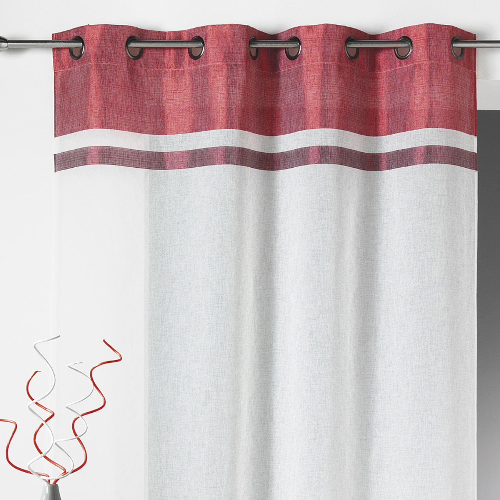 Voilage en étamine à parements haut et bas rayés — vue 3