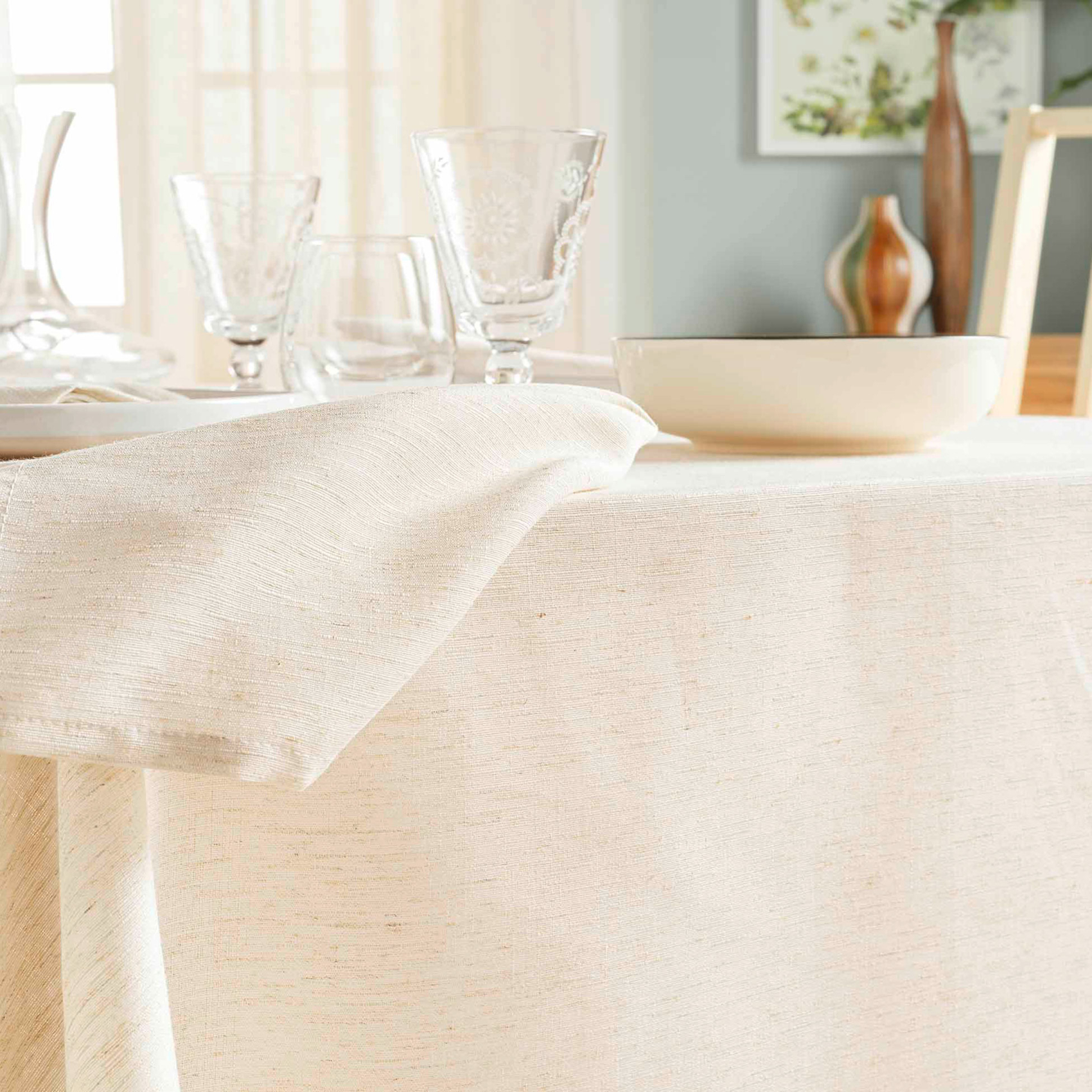 Nappe rectangle en poly-lin avec finition ourlet — vue 3
