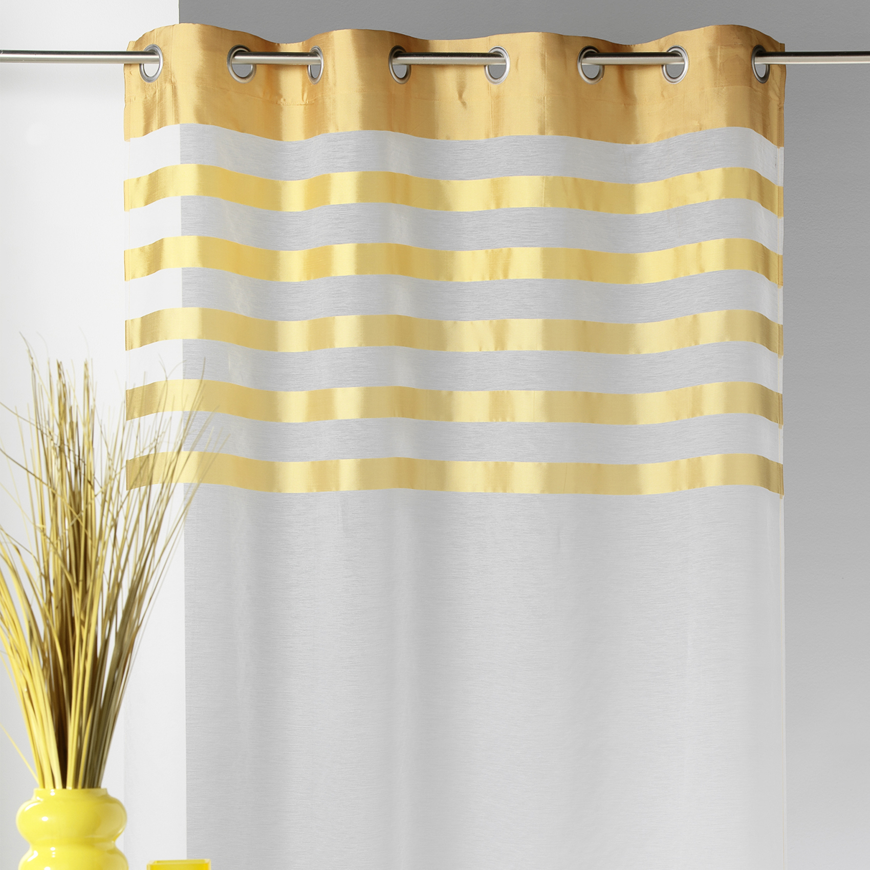 Voilage avec parement à rayures satinées et colorées — vue 3