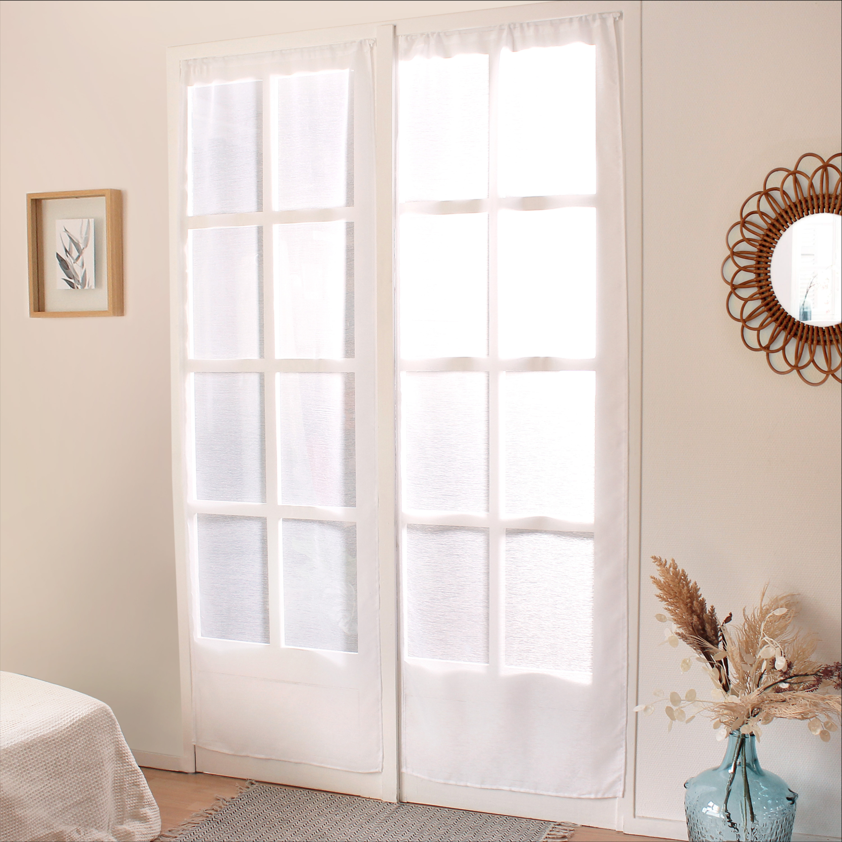 Paire de petits voilages droits finition passe tringle — vue 4