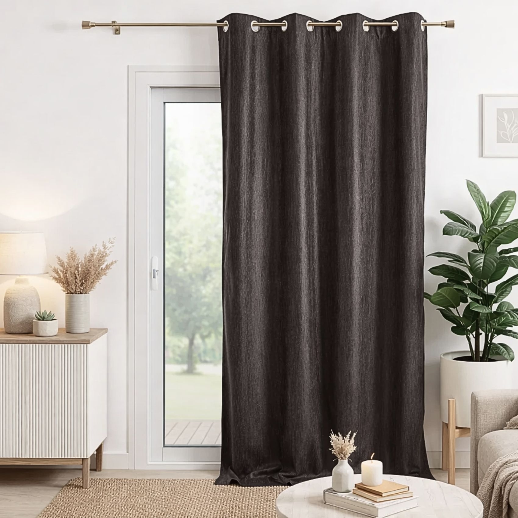 Double Rideau ameublement faux uni