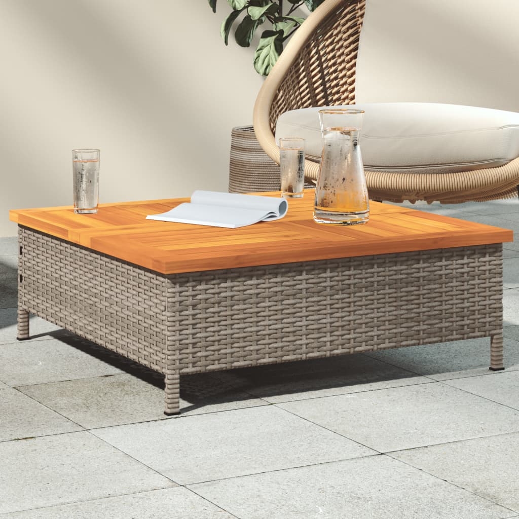 Table basse de jardin en bois et résine tressée — vue 5