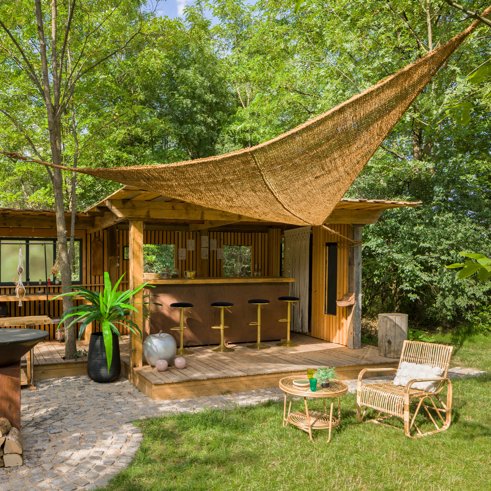 Ombrière triangulaire fibre de coco — vue 3