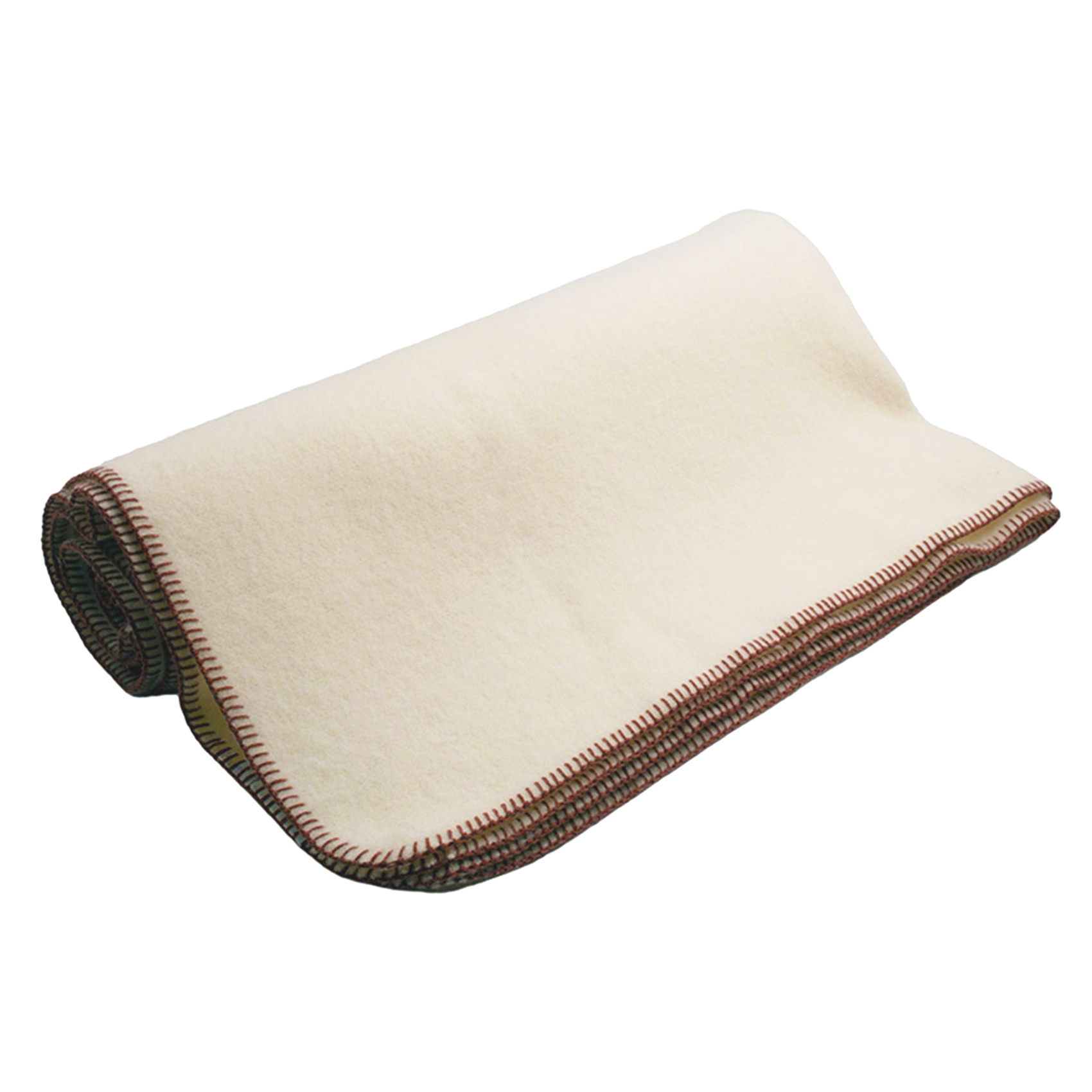 Couverture pure laine vierge naturelle finition point de cheval