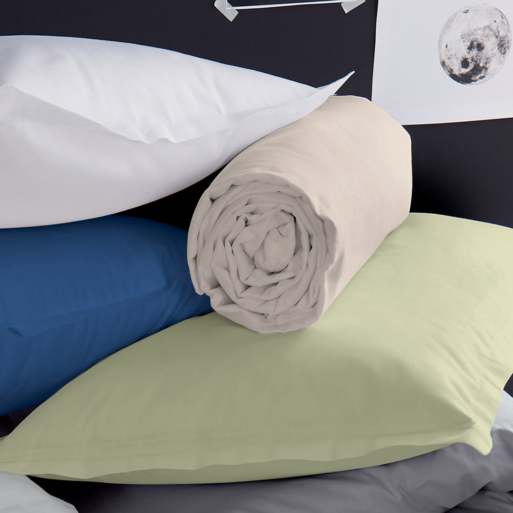 Drap-housse uni en satin de coton — vue 6