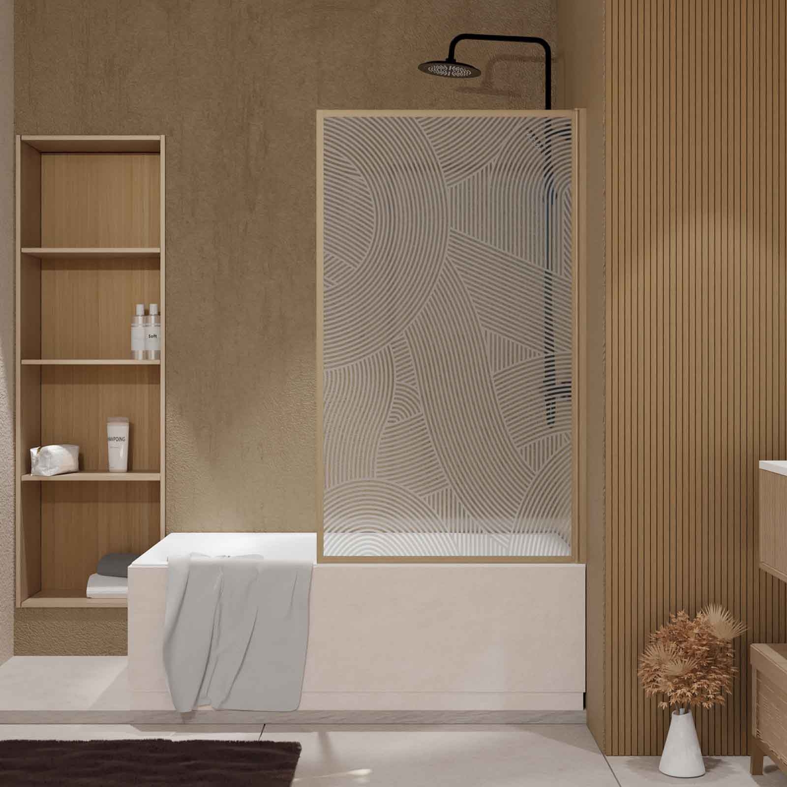 Pare-baignoire Japandi en verre sérigraphié motif arrondi — vue 6