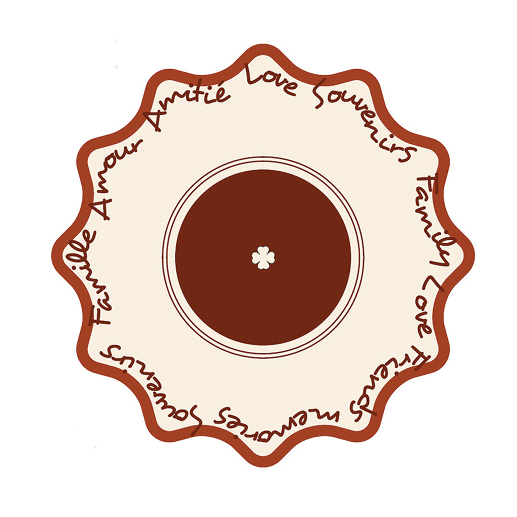 Set de table rond rigide avec écriture décorative