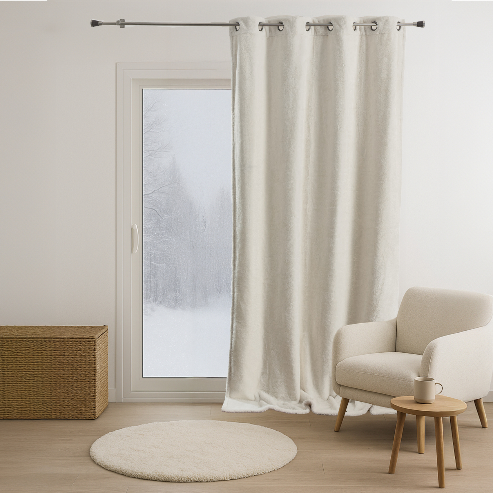 Rideau épais imitation fourrure polaire