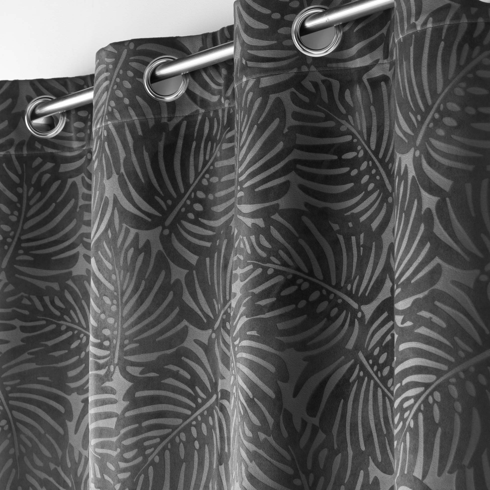 Rideau occultant en velours feuilles de monstera — vue 4