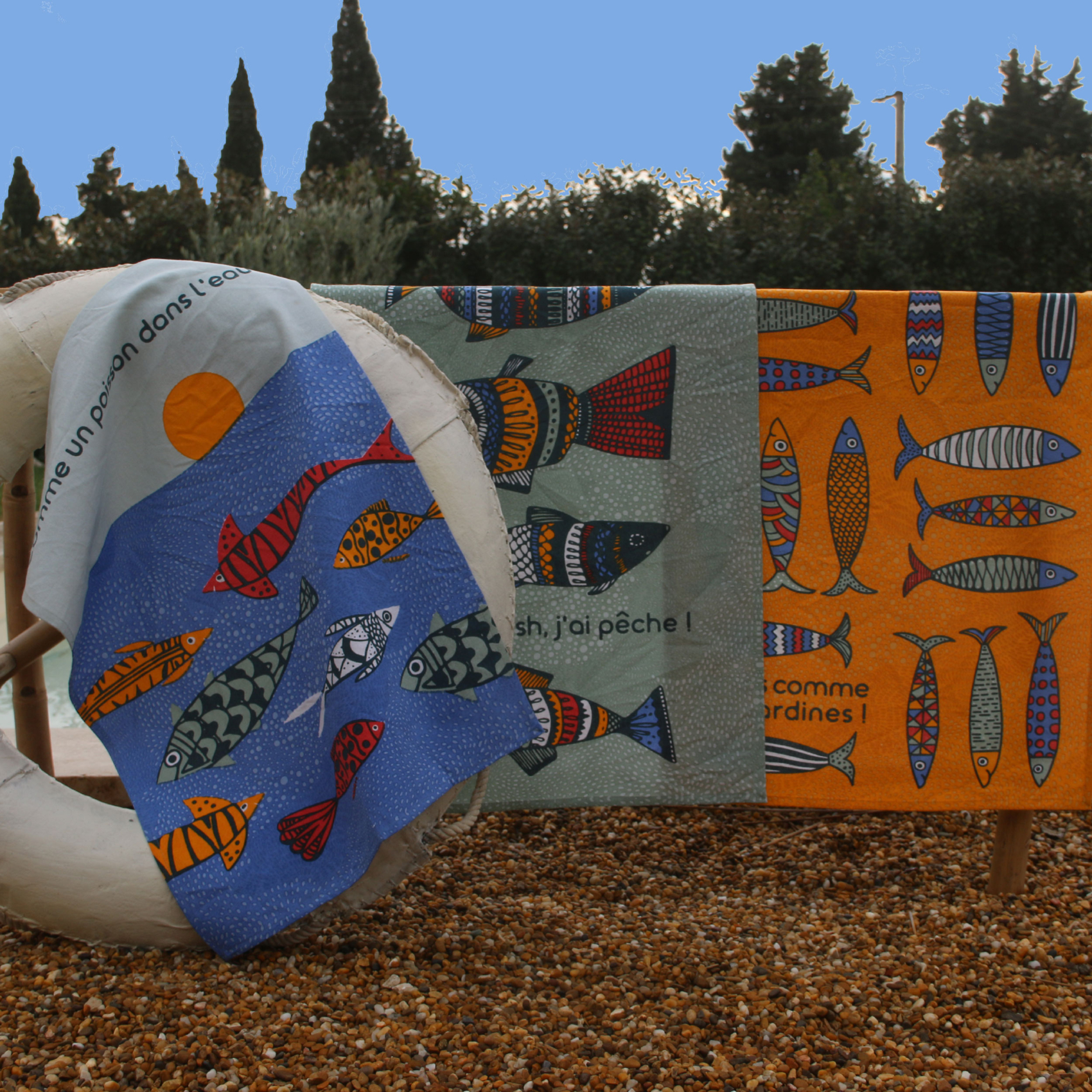 Set de 3 torchons motifs poisson — vue 4