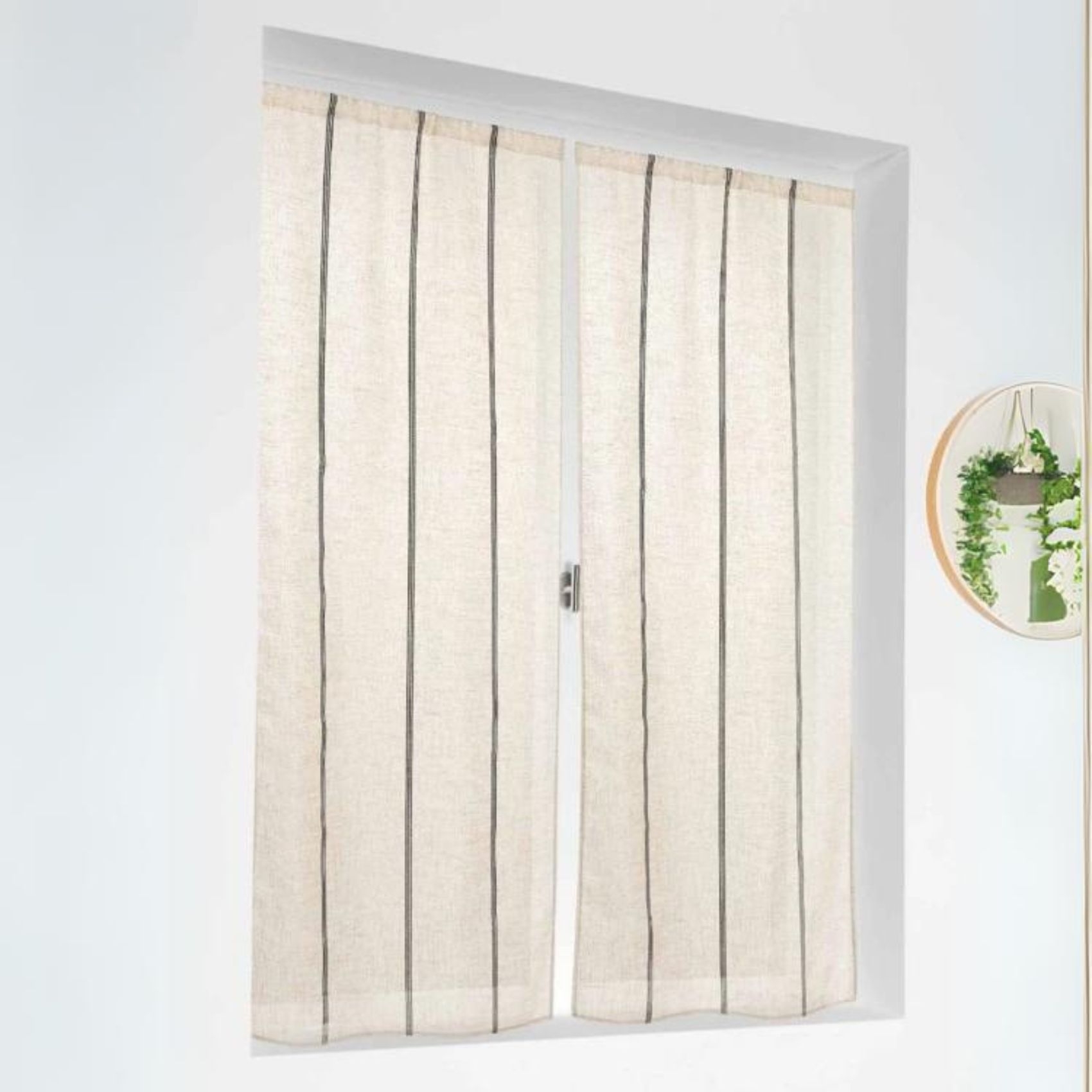 Paire de voilages droits à rayures — vue 4