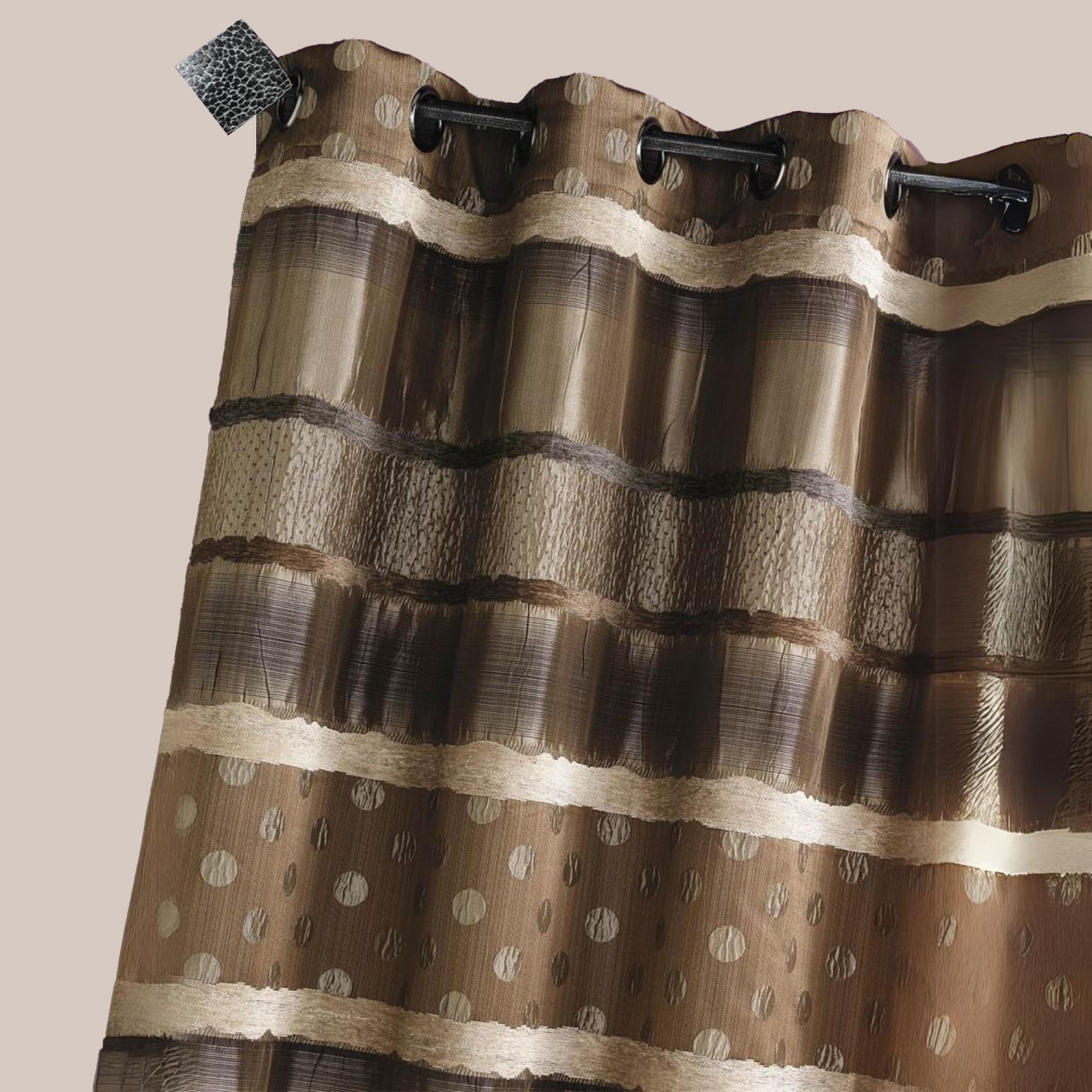 Rideau Jacquard Pois et Rayures — vue 3