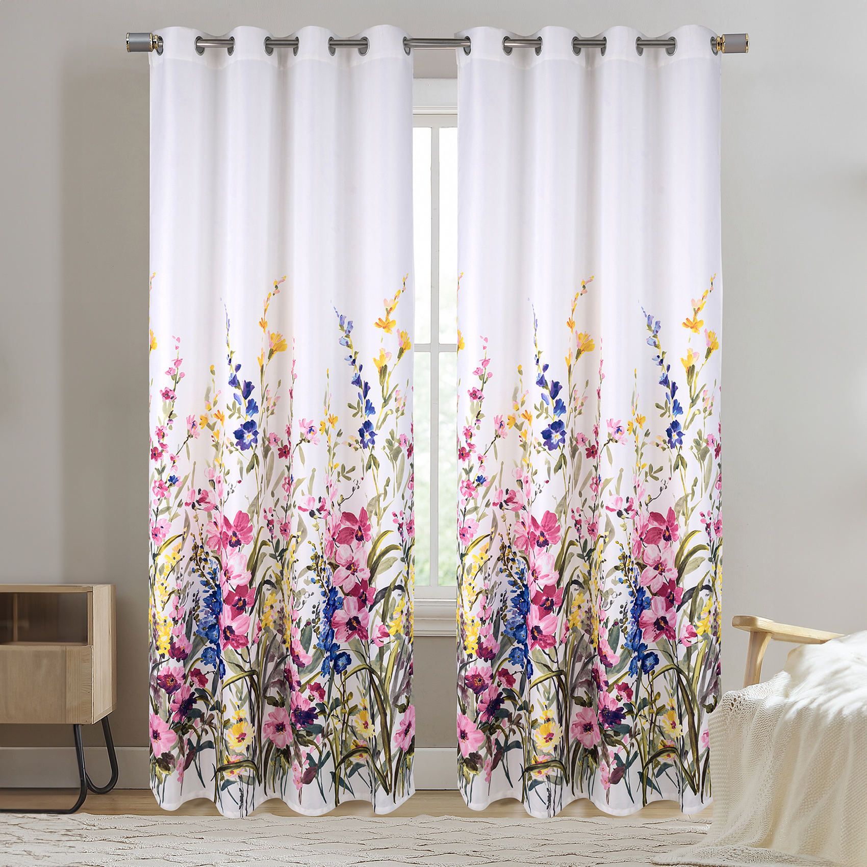 Paire de Rideaux  occultants motif floral