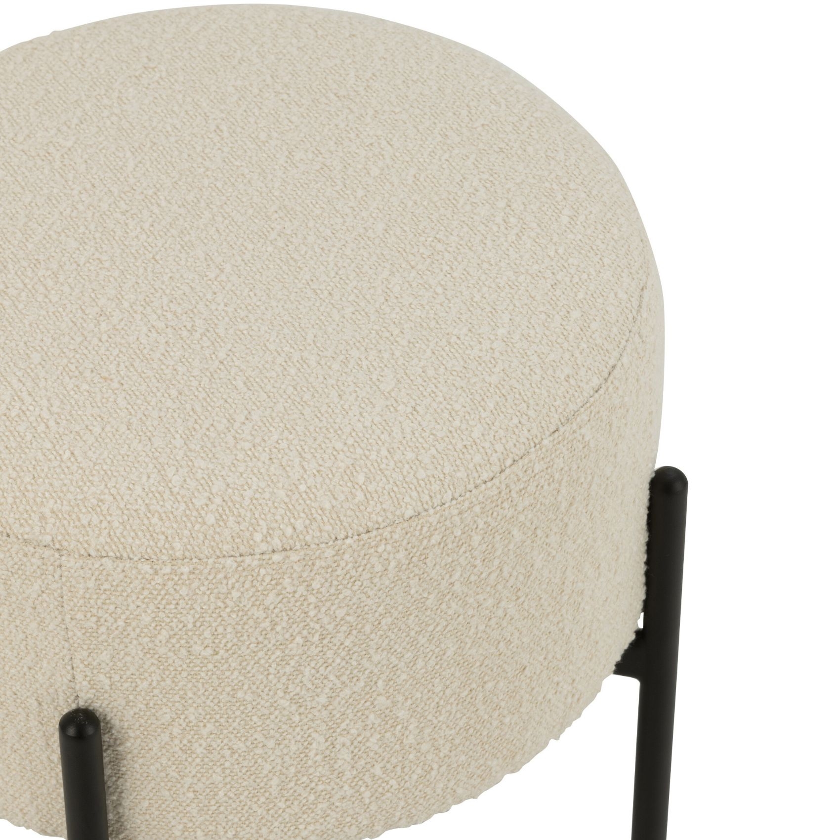 Petit tabouret rond en bois et tissu bouclette — vue 4