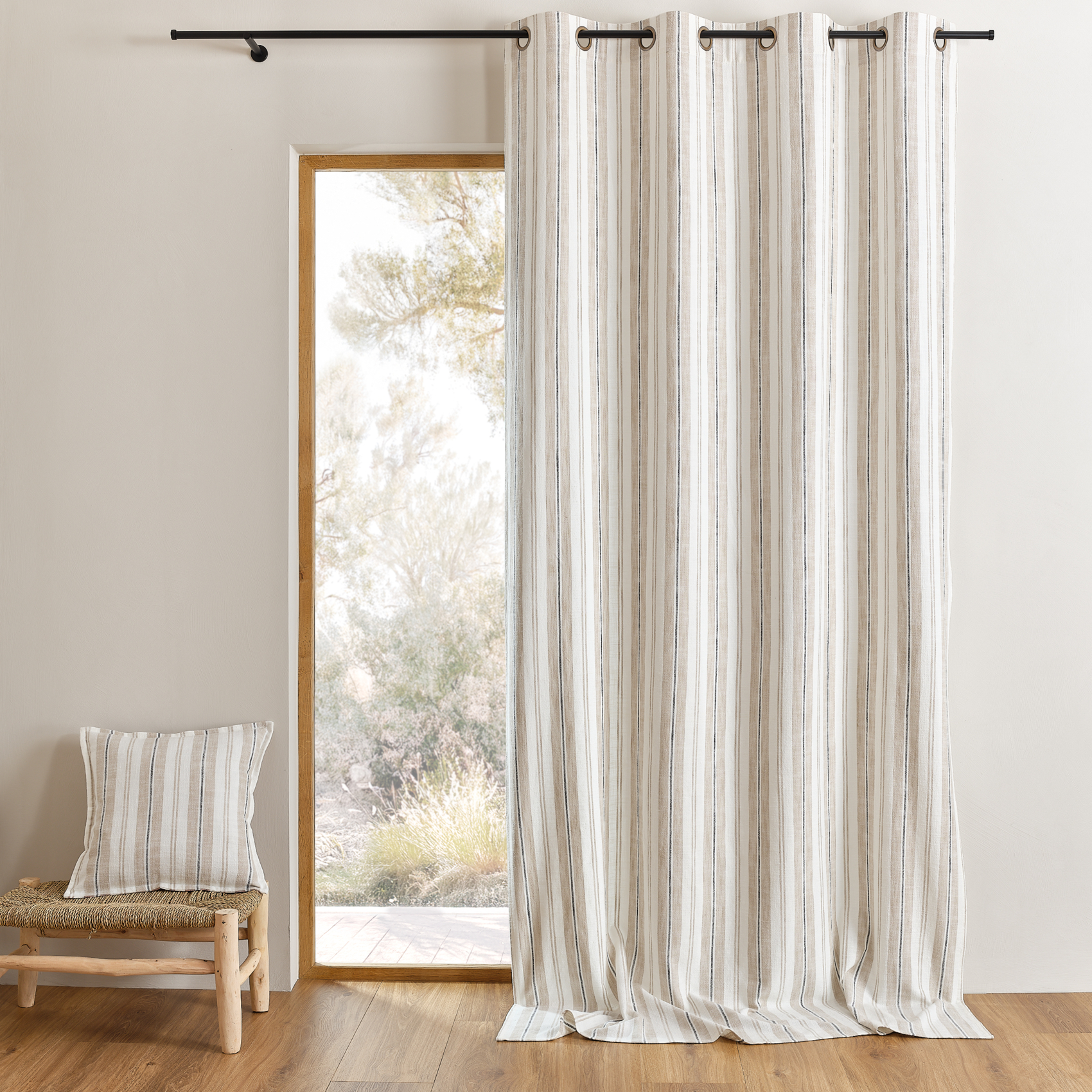 Rideau 100% coton rayures tapissier LOURMARIN