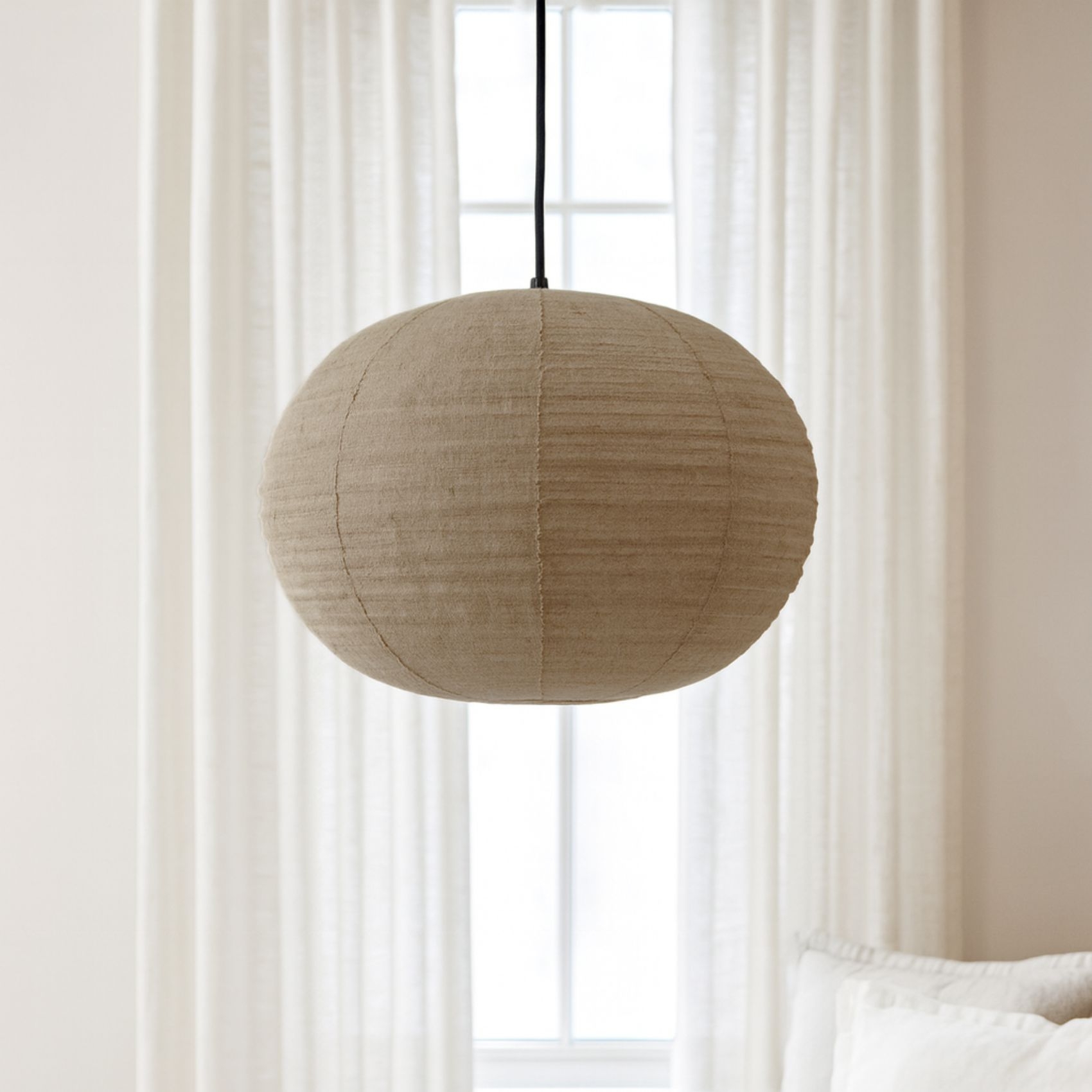 Abat-jour lanterne tissu effet lin — vue 4