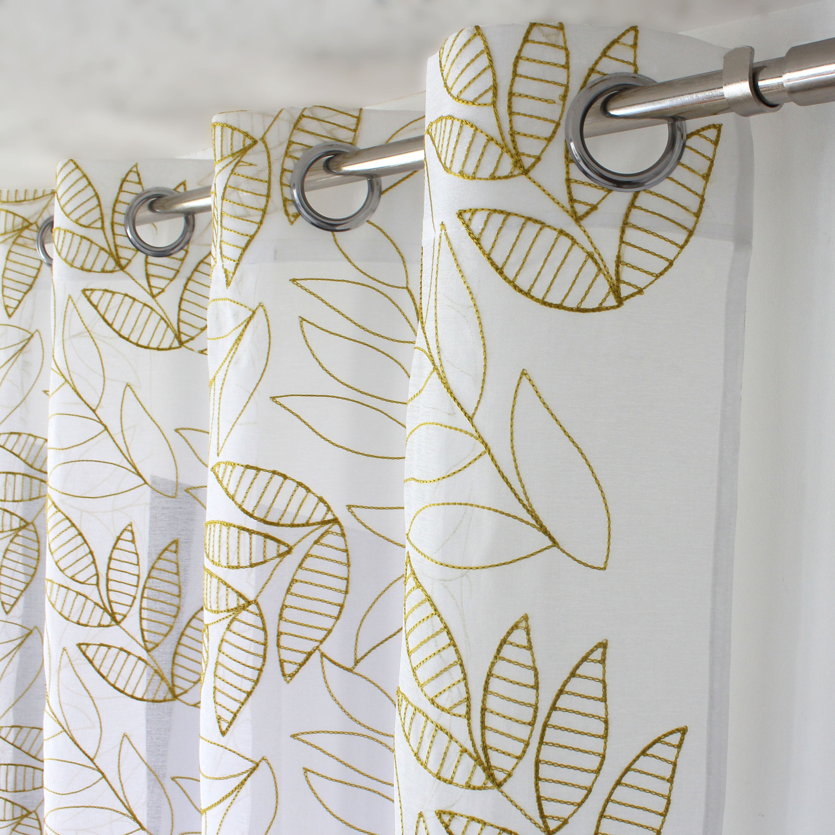 Voilage brodé motif feuillage — vue 4