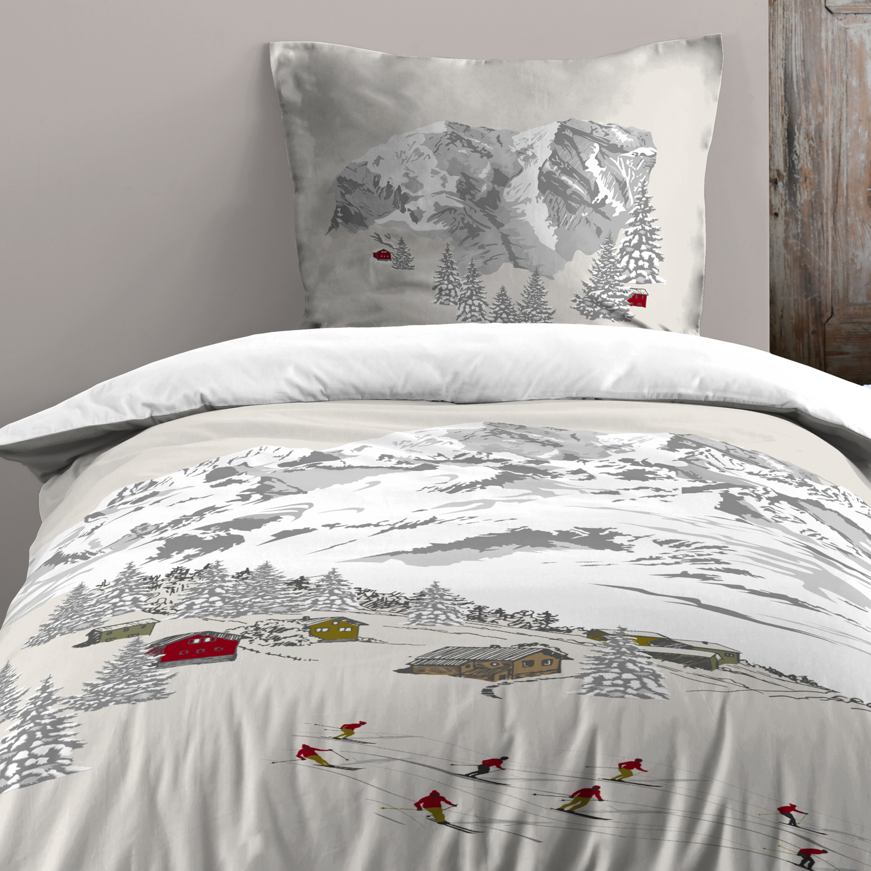 Parure de lit 2 pièces imprimée esprit montagne housse + taie — vue 3