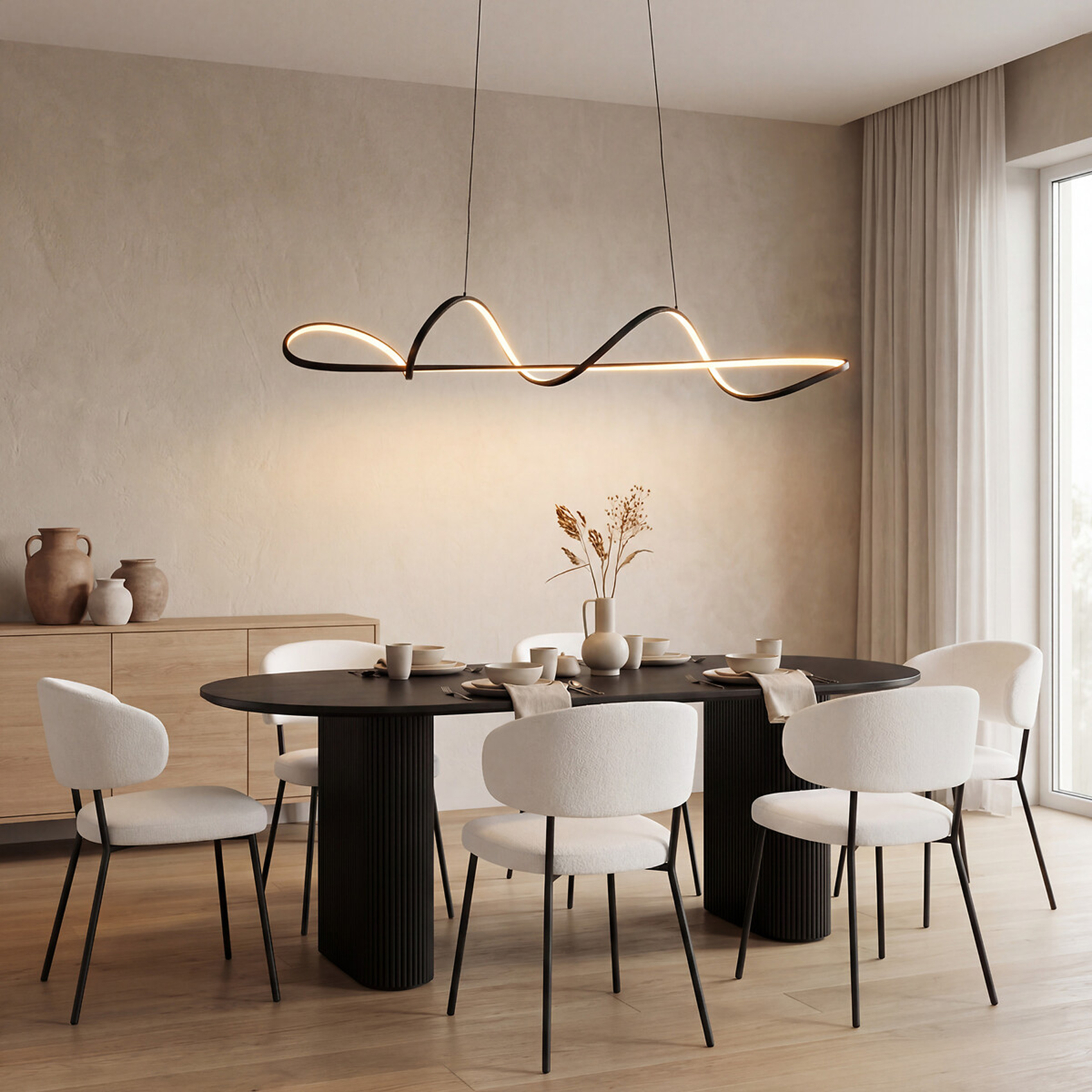 Suspension LED design ondulé en aluminium — vue 5