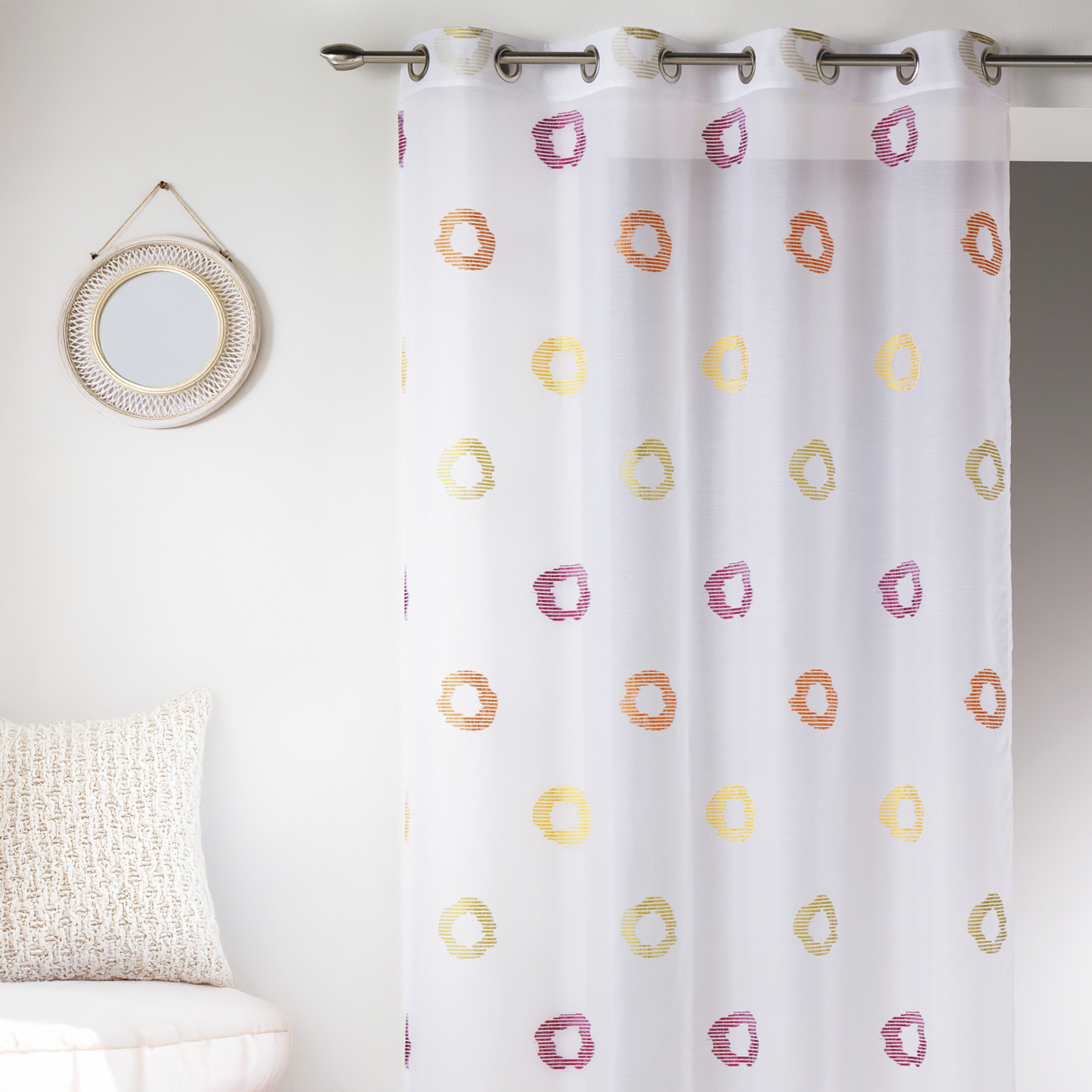 Voilage en Etamine Légère à Imprimés Cercle — vue 4