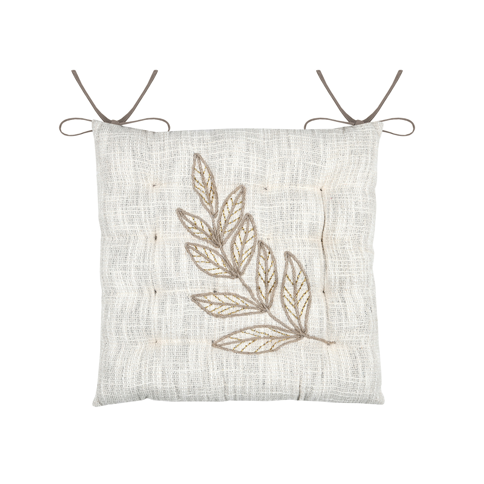 Galette de chaise feuillage effet matière en coton brodé — vue 4