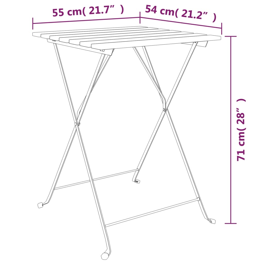 Table de bistro pliante en bois — vue 4