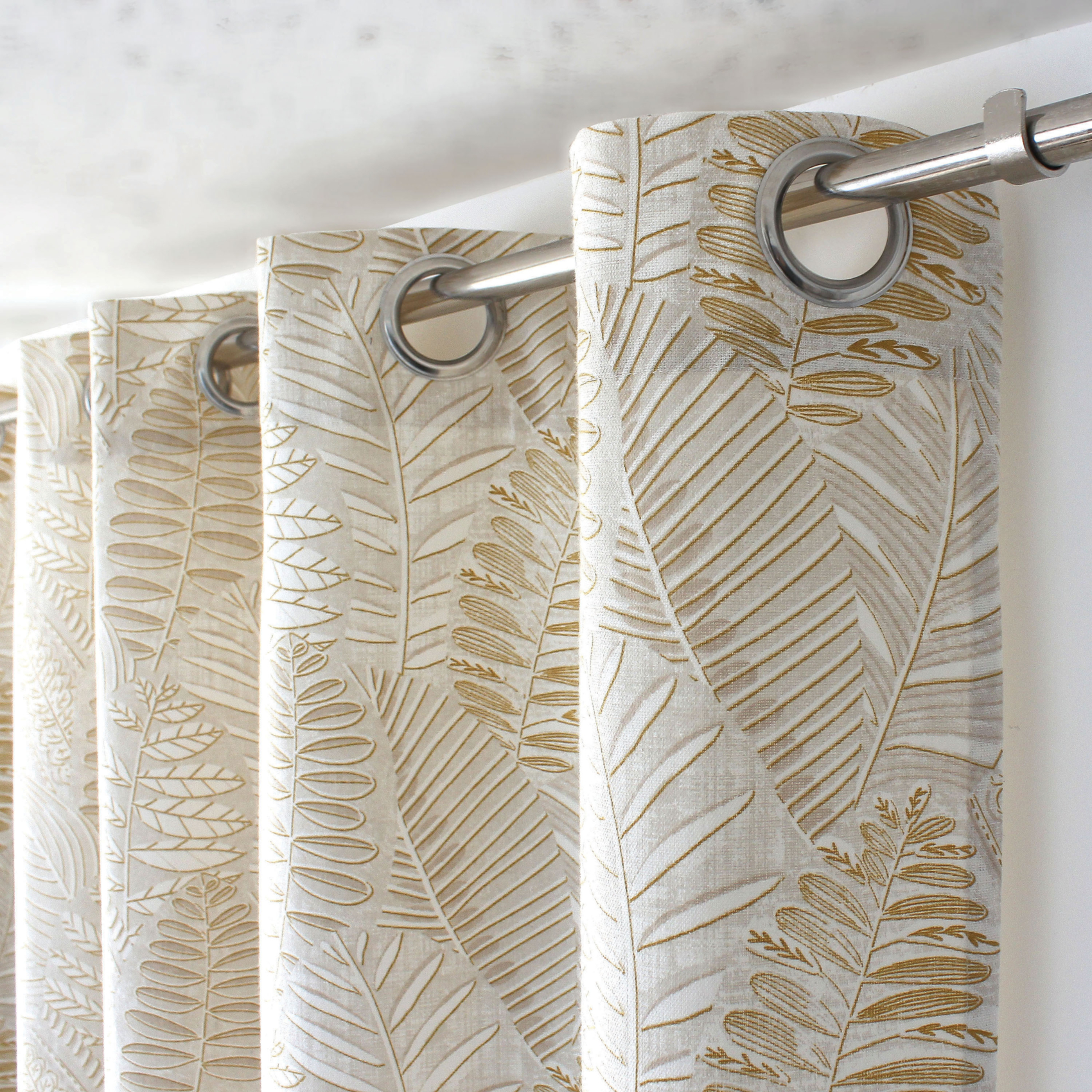 Rideau imprimé feuillage en coton recyclé — vue 4