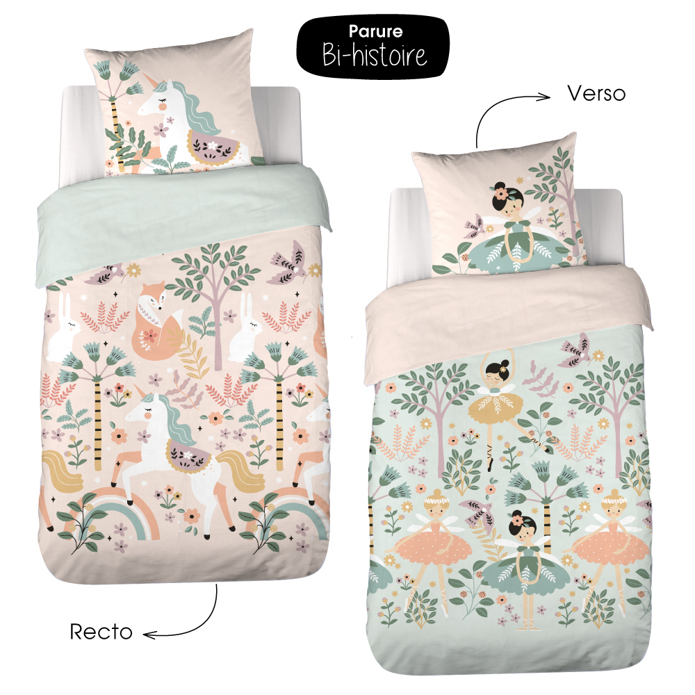 Parure de lit enfant réversible licorne et danseuses — vue 6