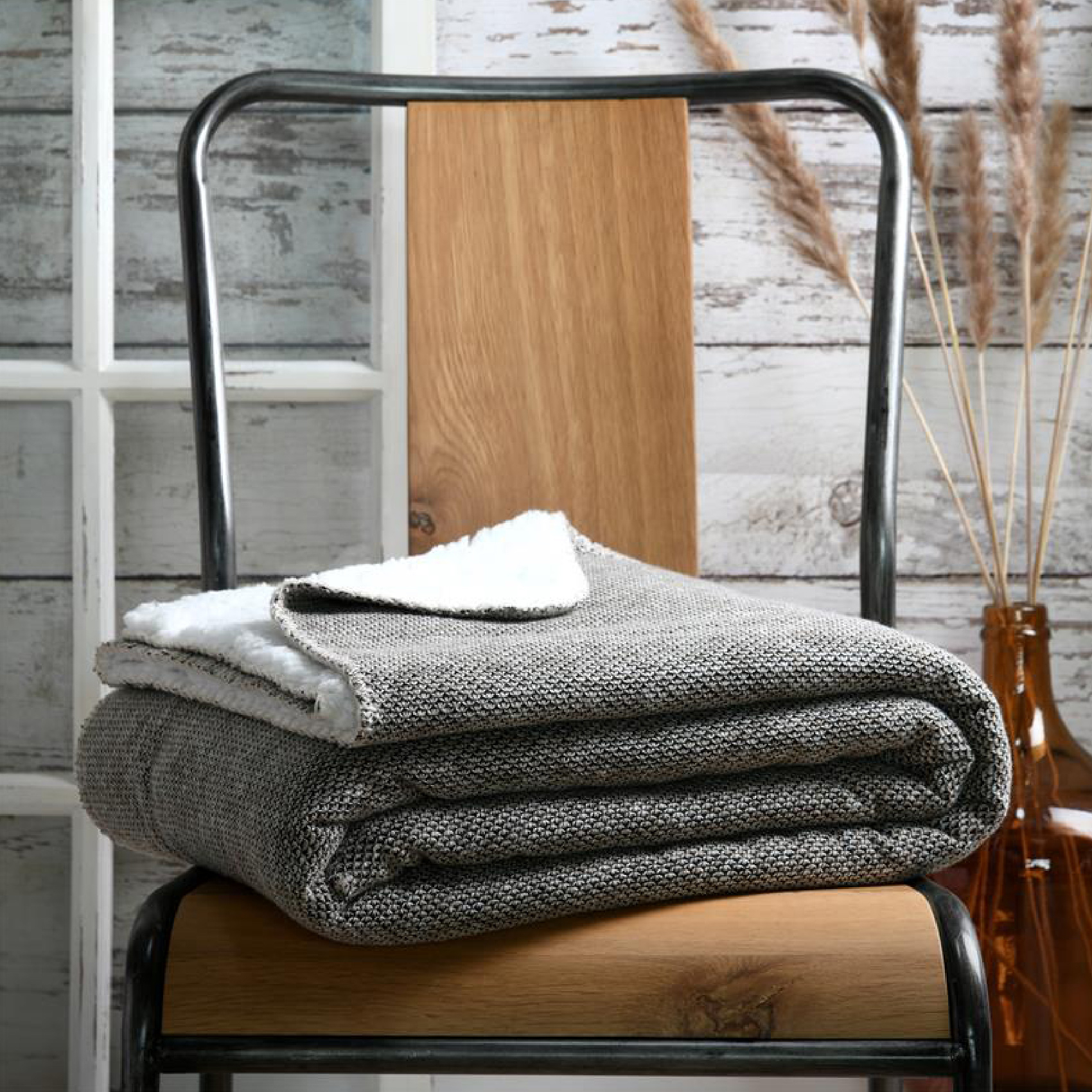 Plaid tricoté doublé sherpa — vue 4