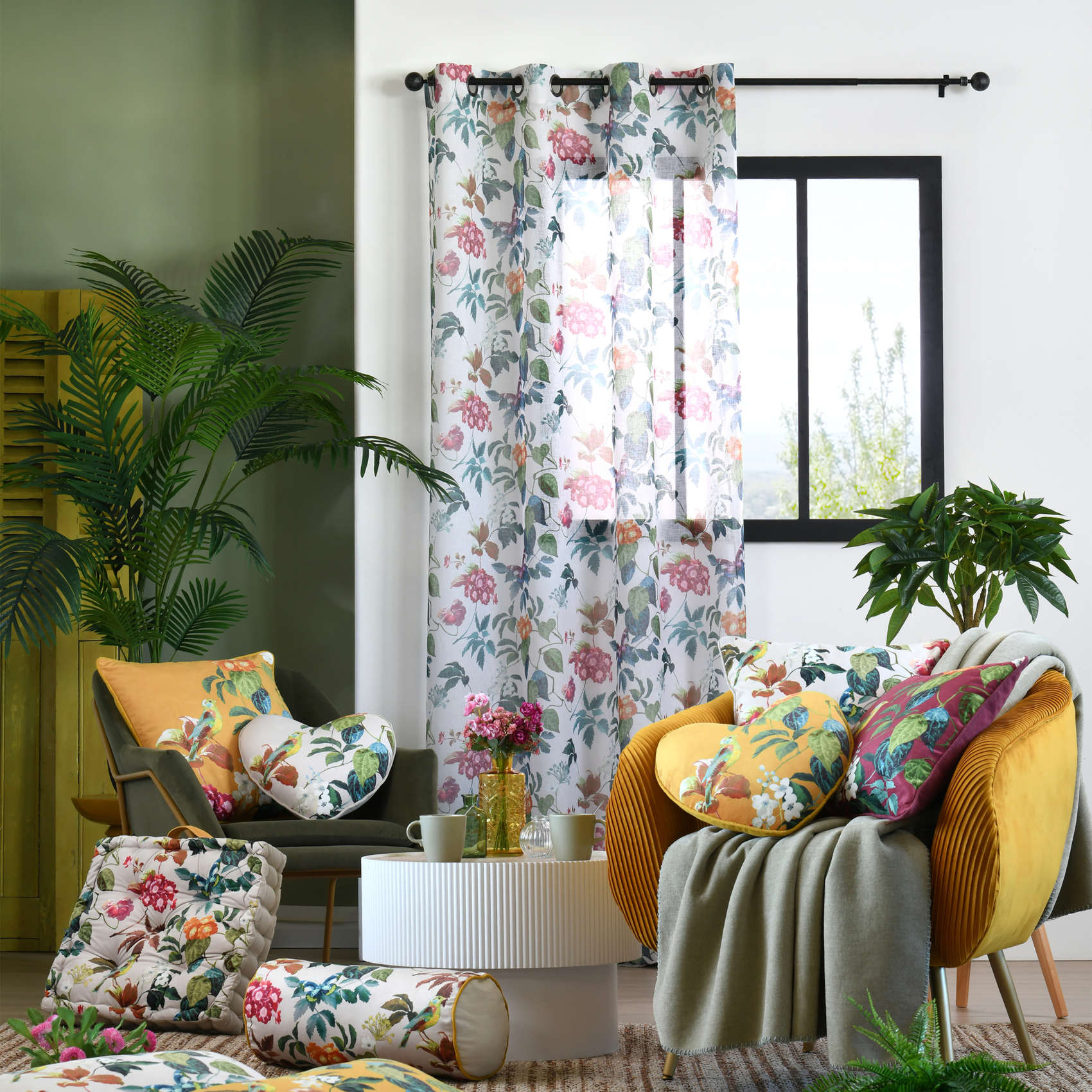 Voilage feuillage et oiseau — vue 4