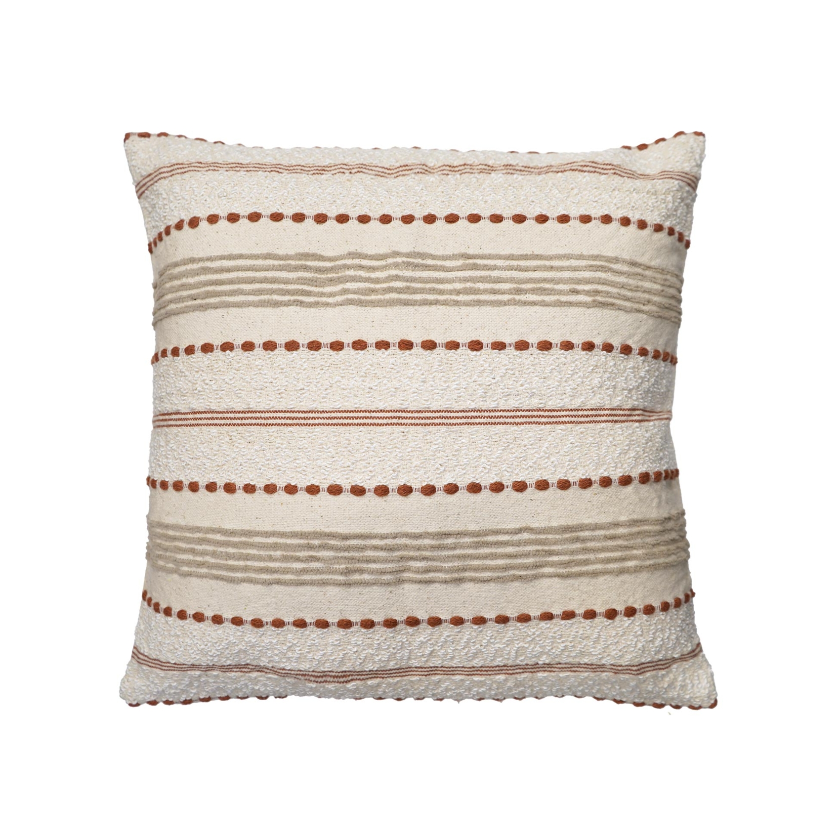 Coussin décoratif en polycoton tissé à rayures texturées