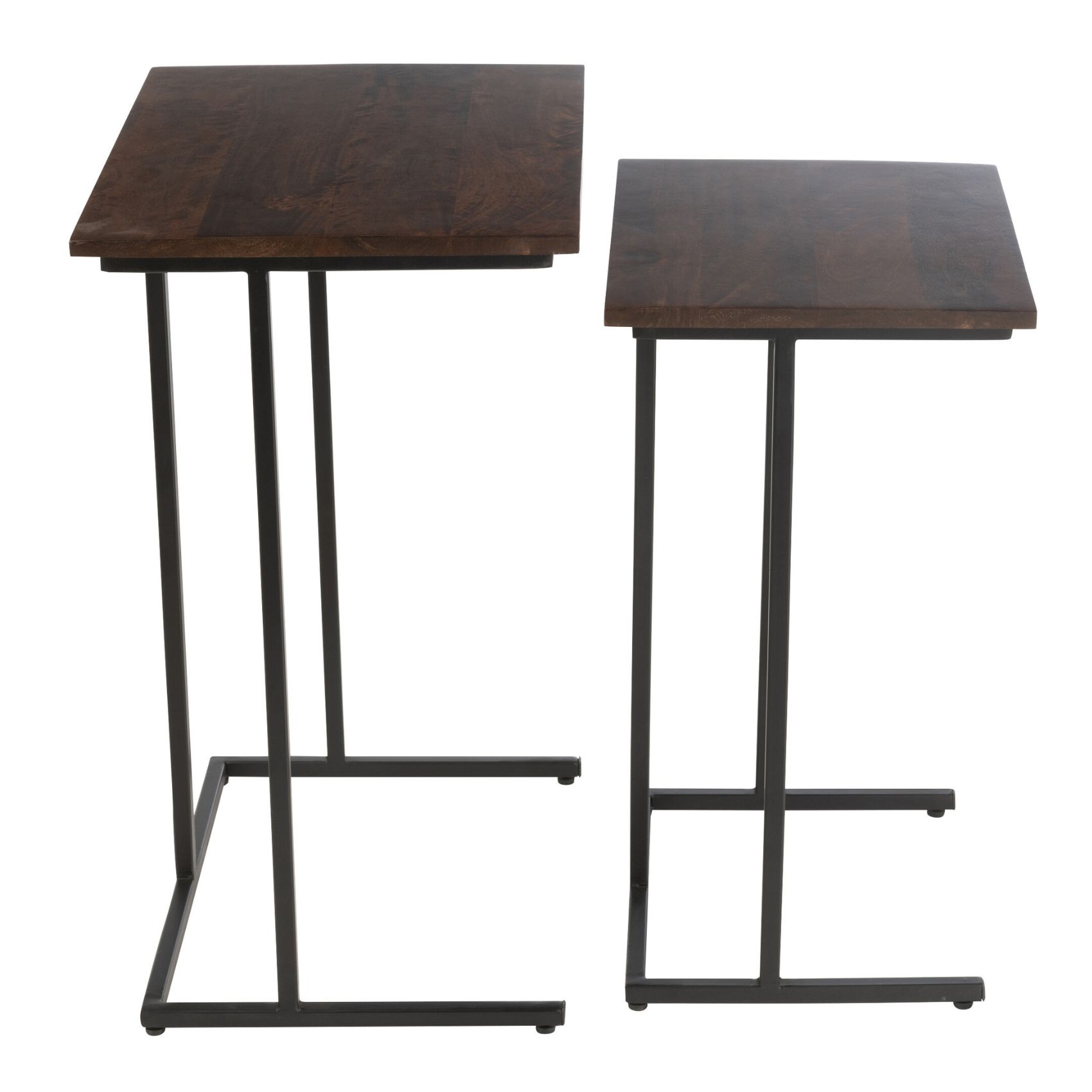Set de 2 tables d’appoint rectangulaires en bois de manguier et métal — vue 6
