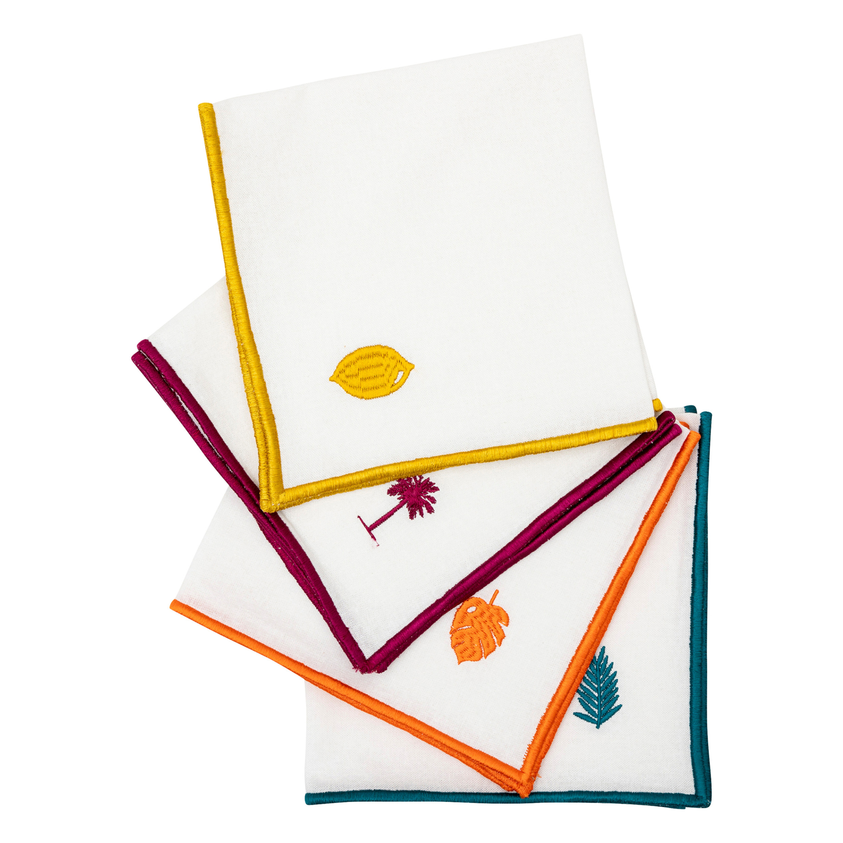 Lot de 4 serviettes de table brodées