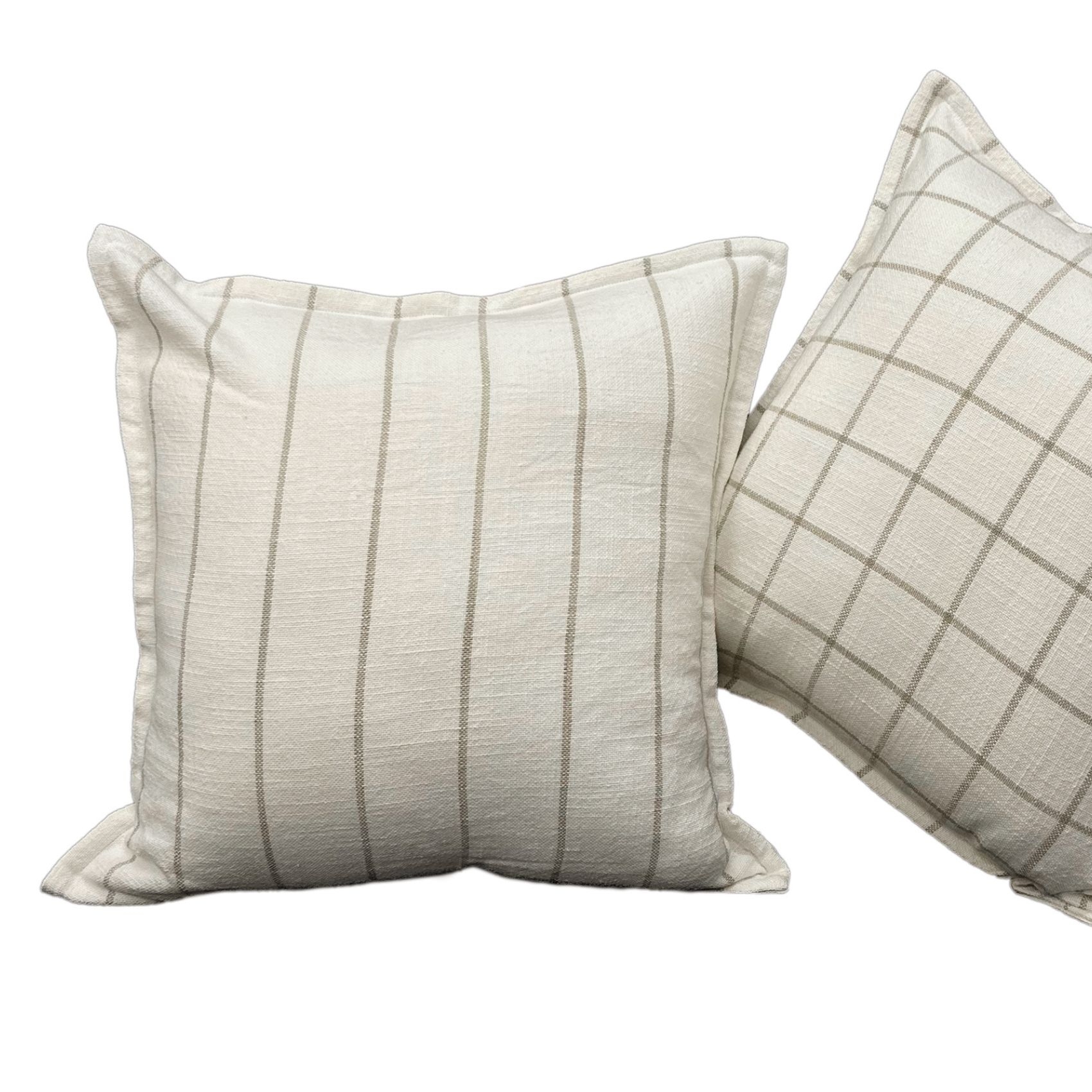 Housse de coussin 100% coton rayures et carreaux LOURMARIN