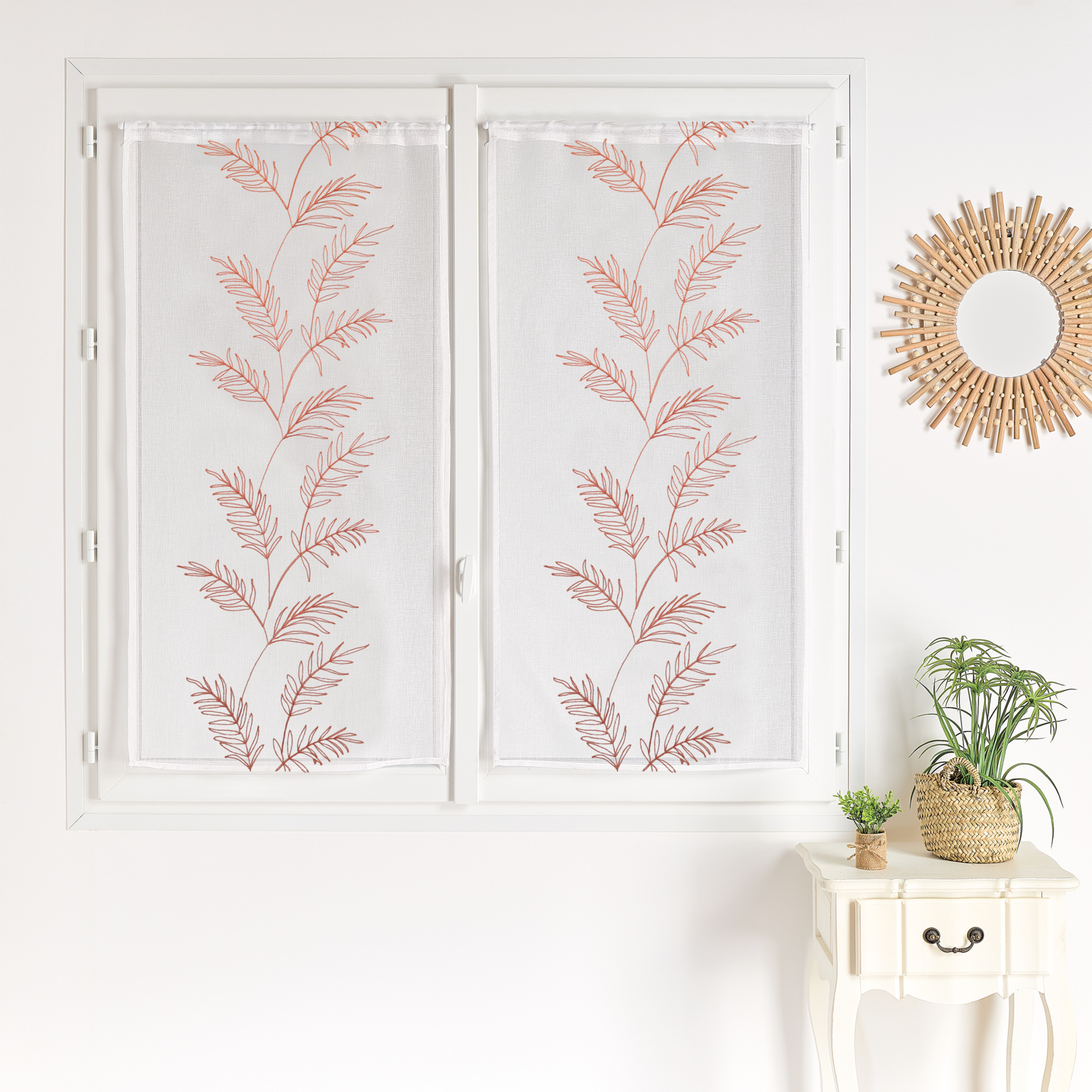 Paire voilages avec motif feuilles brodées — vue 4