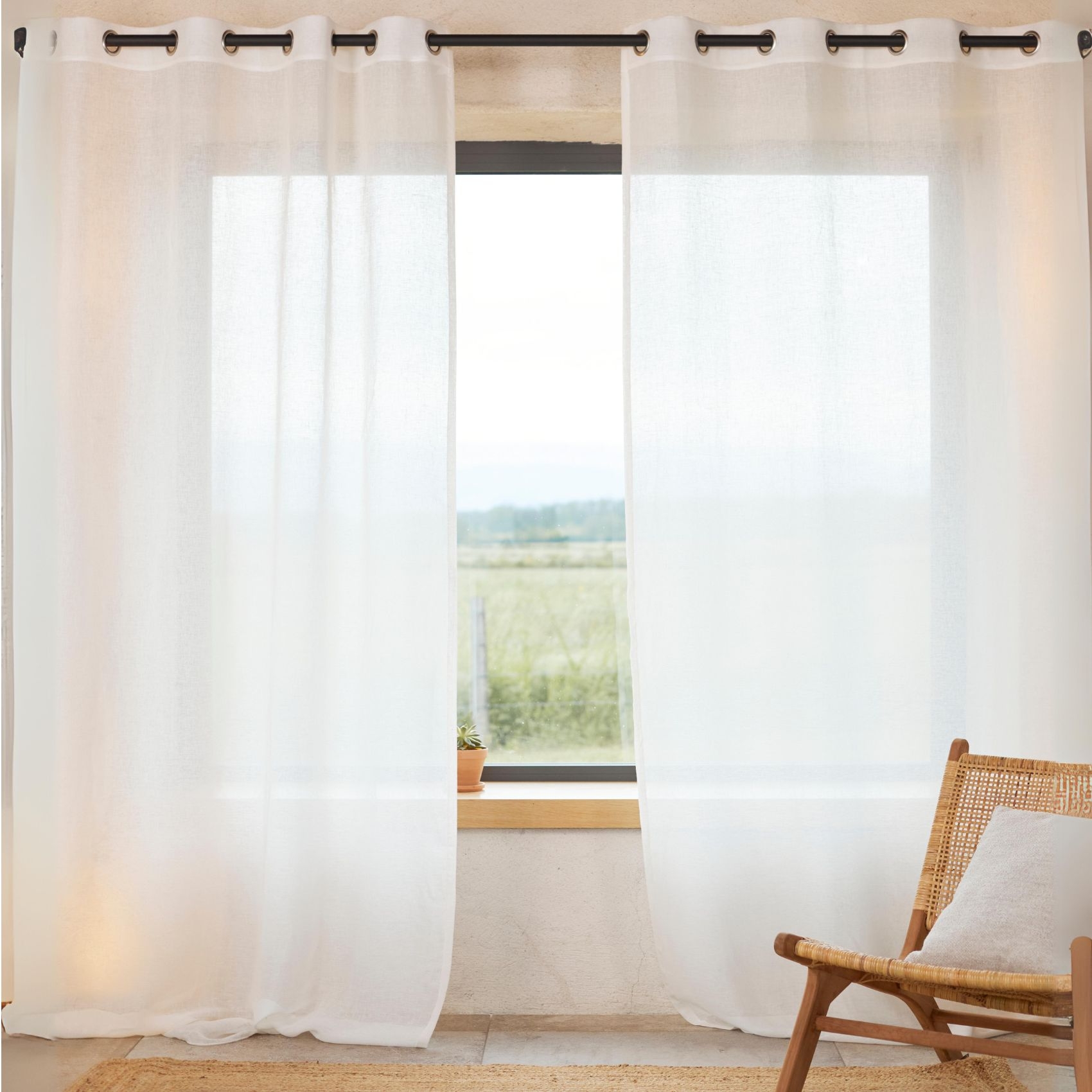 Rideau voilage 100% lin fluide