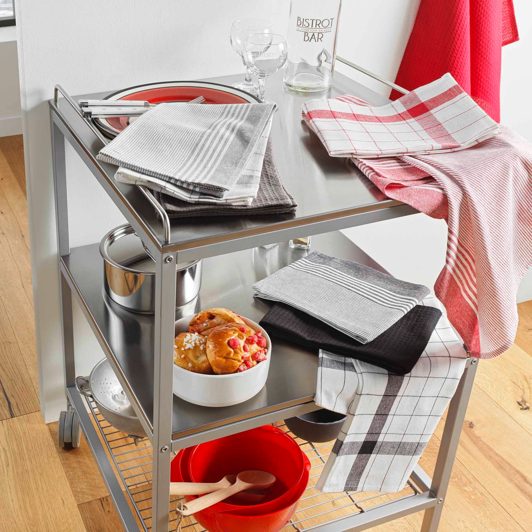 Lot de 3 torchons en coton tissé nid d’abeille — vue 5