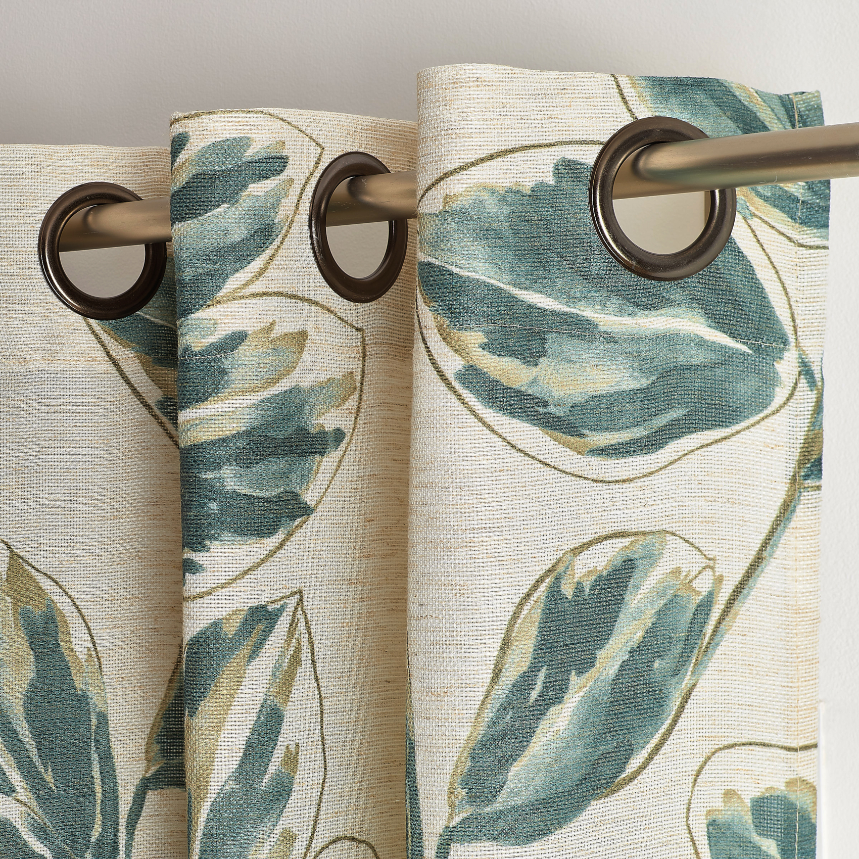 Rideau poly-lin imprimé fleur aquarelle — vue 4