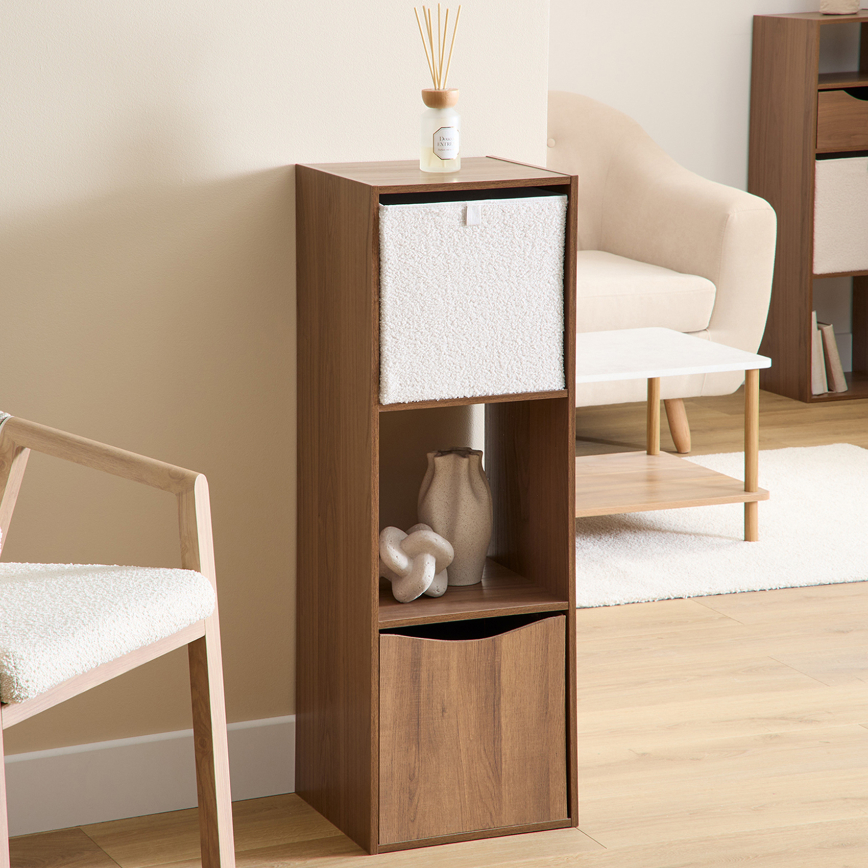 Etagère 3 cases en panneau de particules effet bois — vue 4