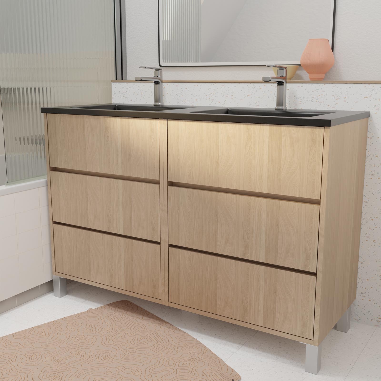 Meuble de salle de bains double vasque avec 6 tiroirs — vue 5